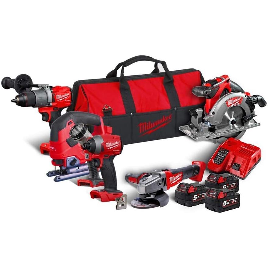 Milwaukee M18FPP6D3-503B FUEL 18V Cordless 6-Piece Kit – 3x 5.0Ah Li-Ion RedLithium, Brushless