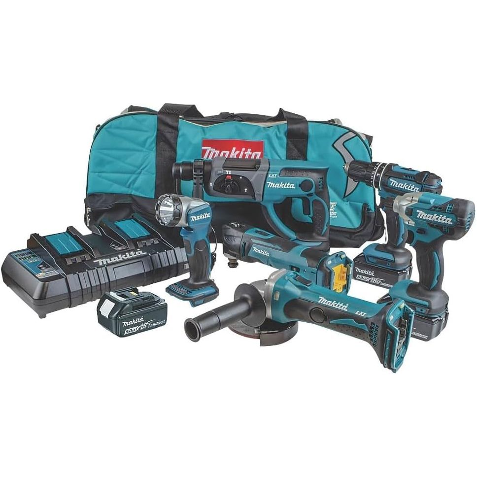 Makita DLX6100PX1 18V Li-ion LXT 6-Piece Combo Kit – 3x 3.0Ah Batteries, Twin Port Charger, Carry Bag