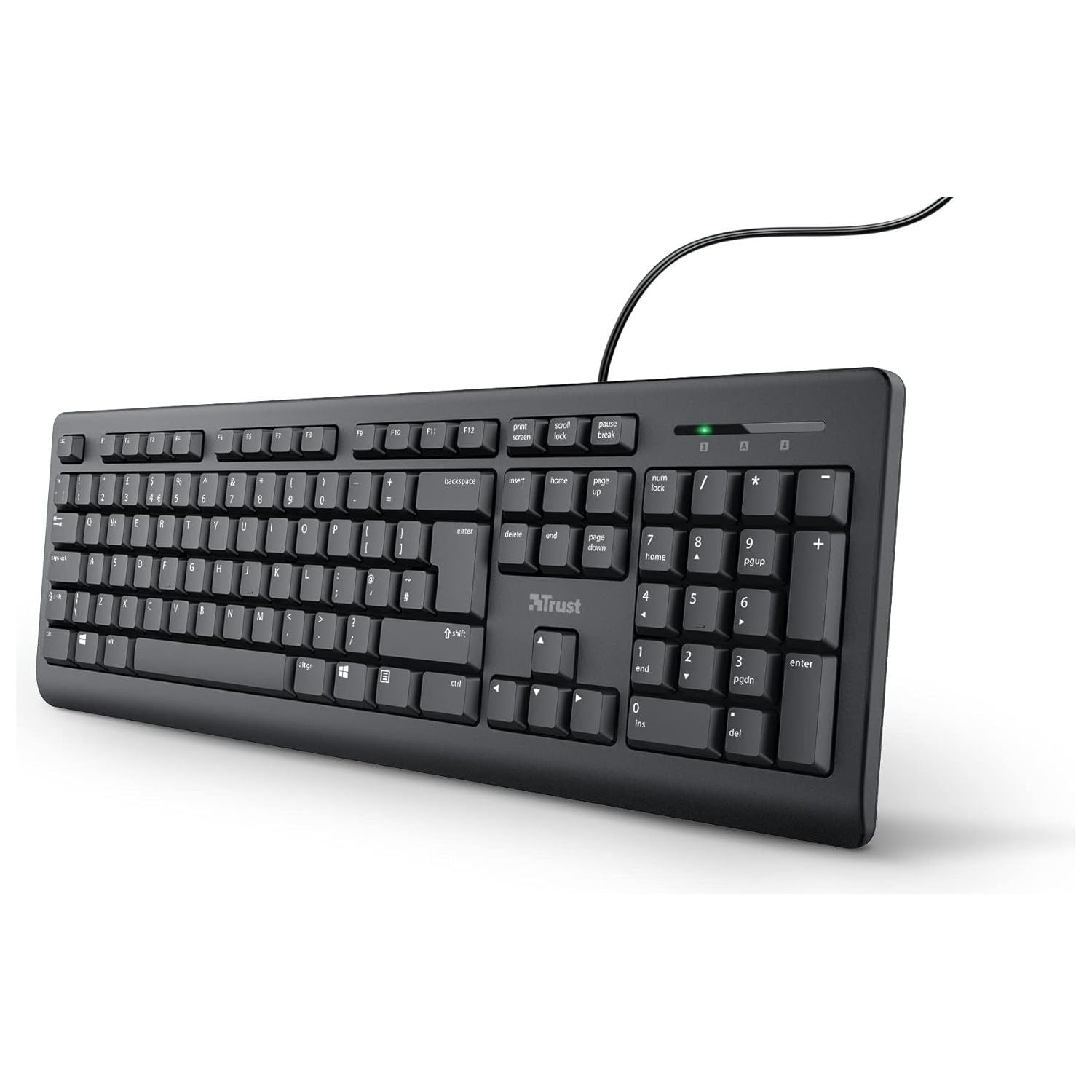 Trust Taro Wired Keyboard – QWERTY UK Layout, Quiet Keys, Full-Size, Spill-Resistant, USB Plug and Play, Black