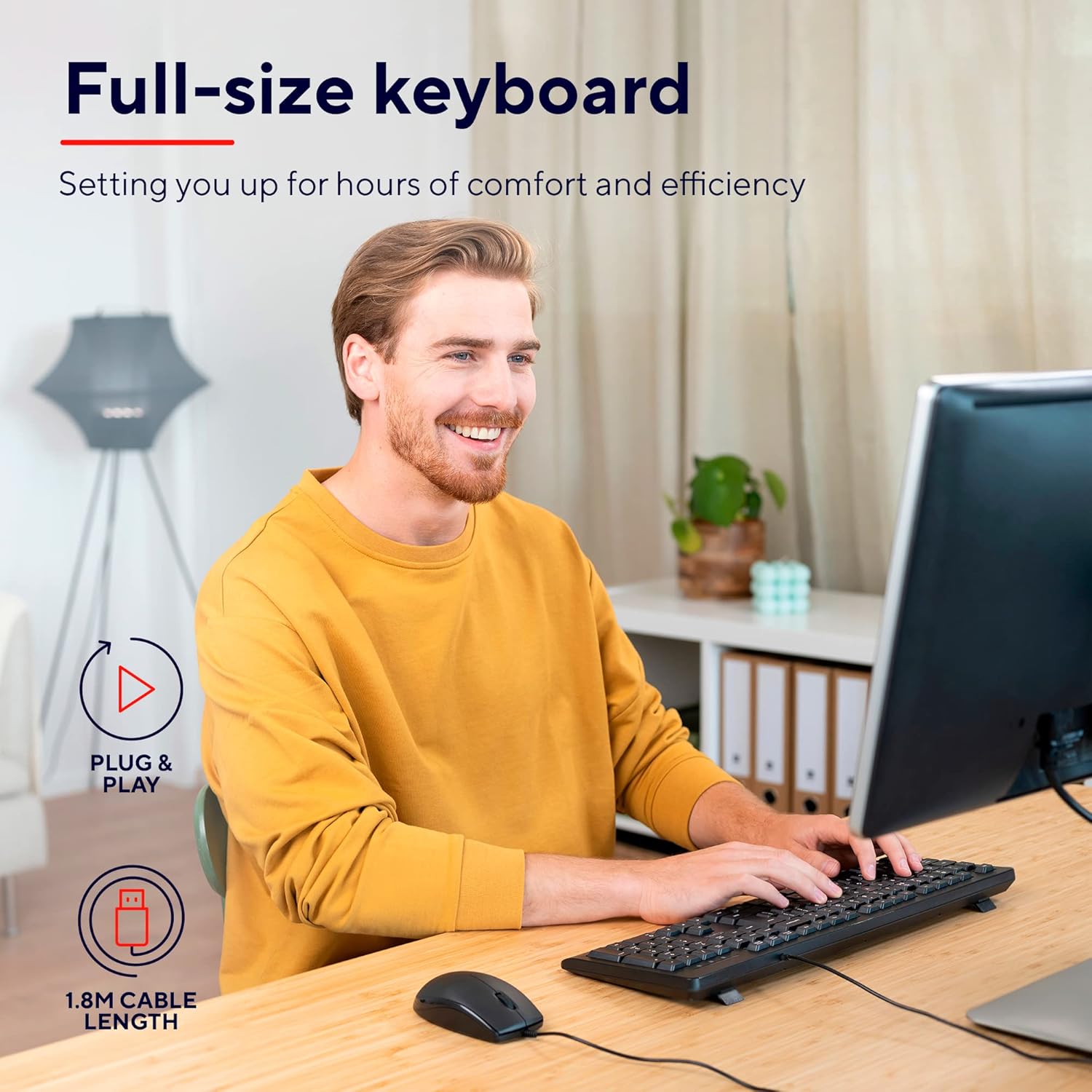 Trust Taro Wired Keyboard – QWERTY UK Layout, Quiet Keys, Full-Size, Spill-Resistant, USB Plug and Play, Black
