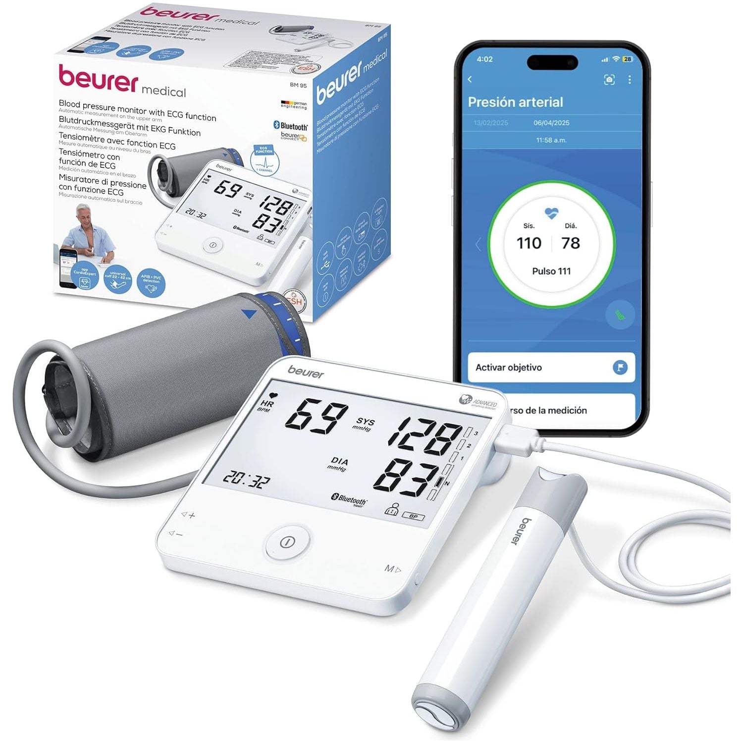 Beurer BM95 Bluetooth ECG and Upper Arm Blood Pressure Monitor