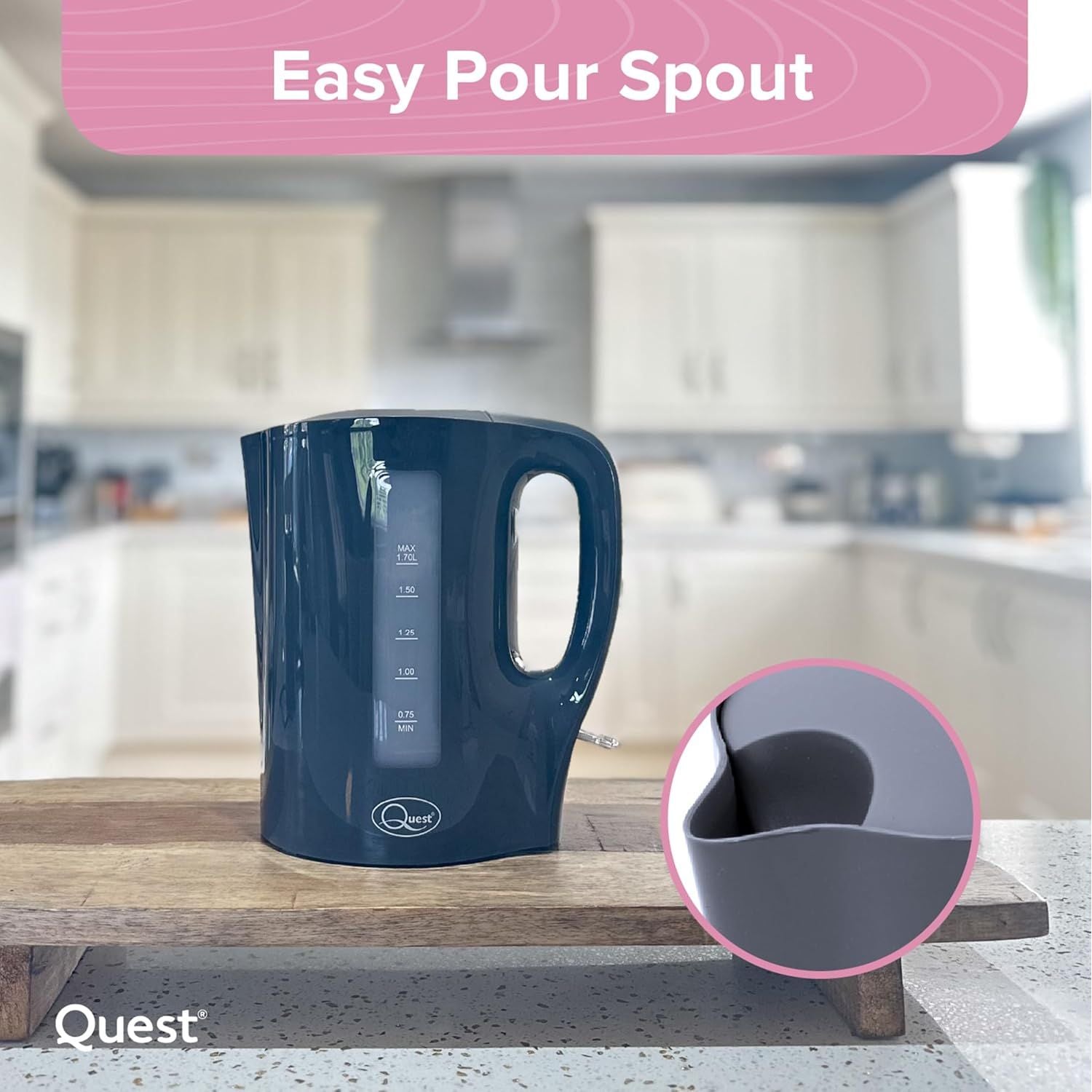 Quest 1.7 Litre Electric Kettle – Grey