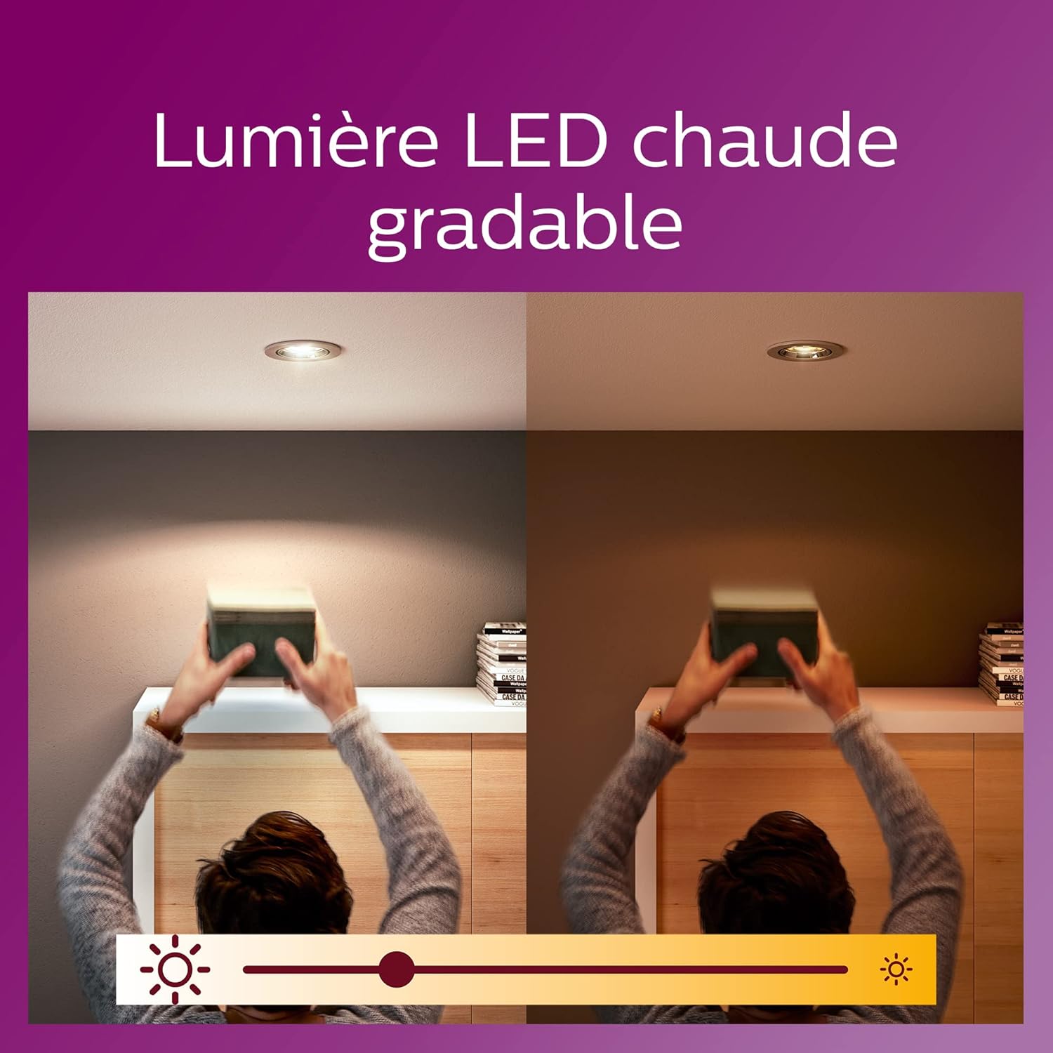Philips LED Classic Dimmable Light Spot 2 Pack – GU10, 3.8W, 50W Equivalent, Warm Glow (2200–2700K), 220-240V, Energy Class F