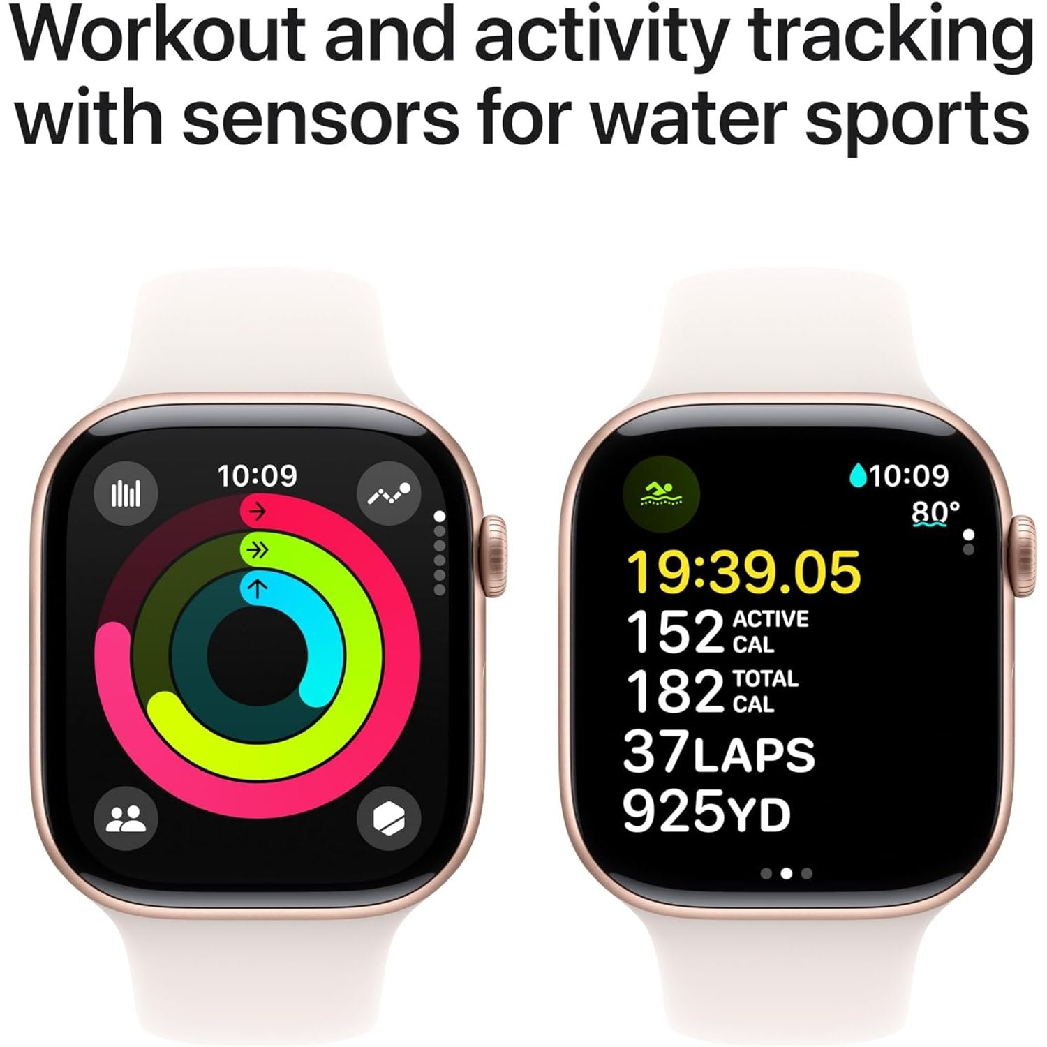 Apple Watch Series 10 GPS + Cellular 46mm – Rose Gold Aluminium, Light Blush Sport Band, Fitness Tracker, ECG