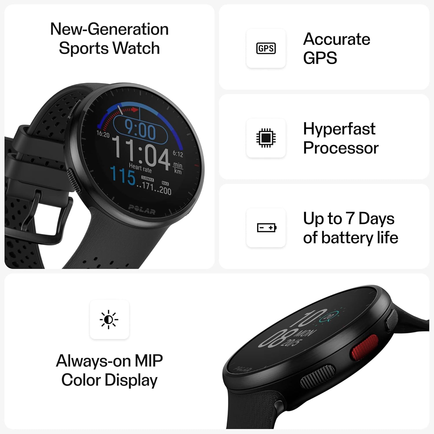 Polar Pacer Pro – Advanced GPS Sports Watch with Wrist Heart Rate Monitor