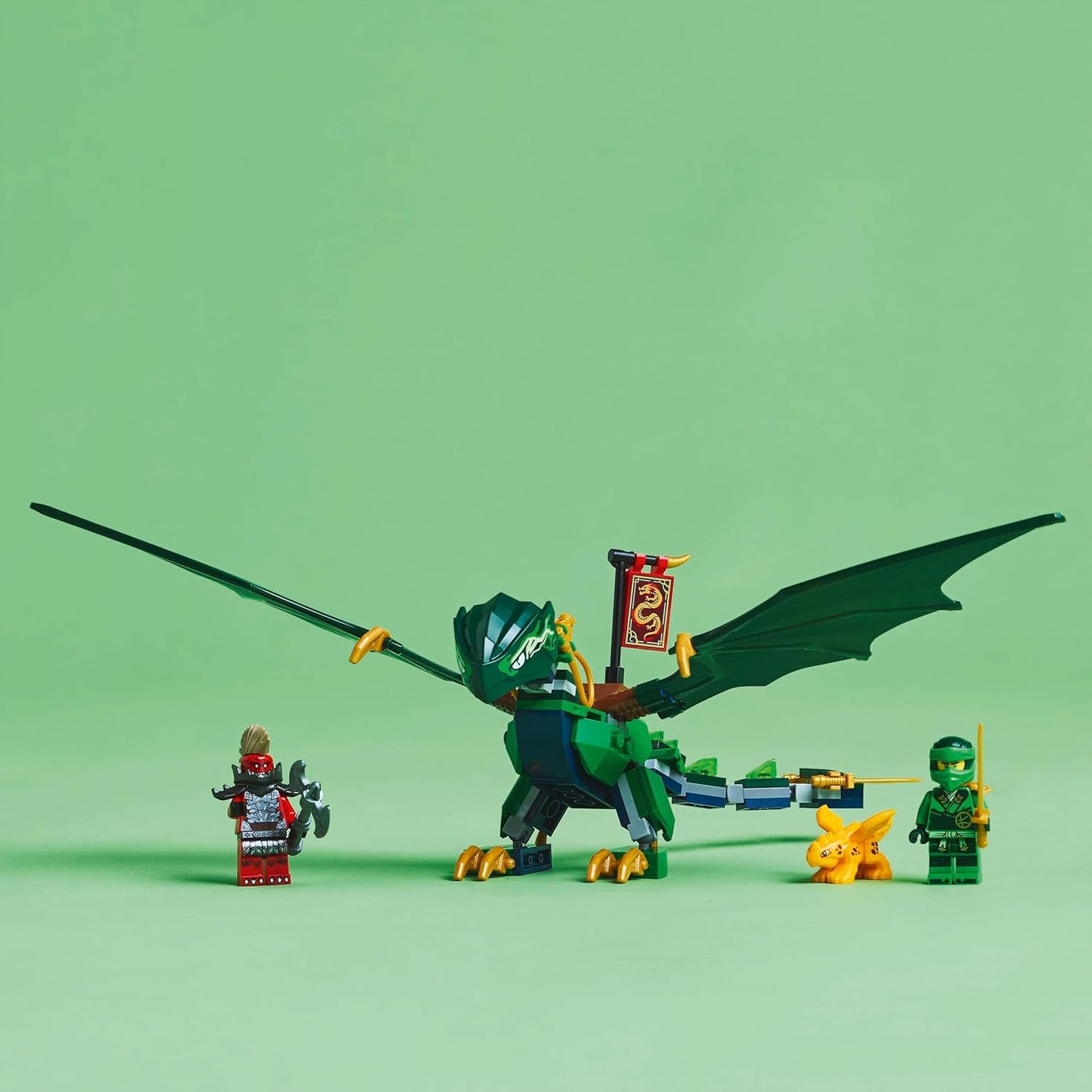LEGO NINJAGO Lloyd’s Green Forest Dragon Figure – Building Toy with 2 Minifigures (71829)