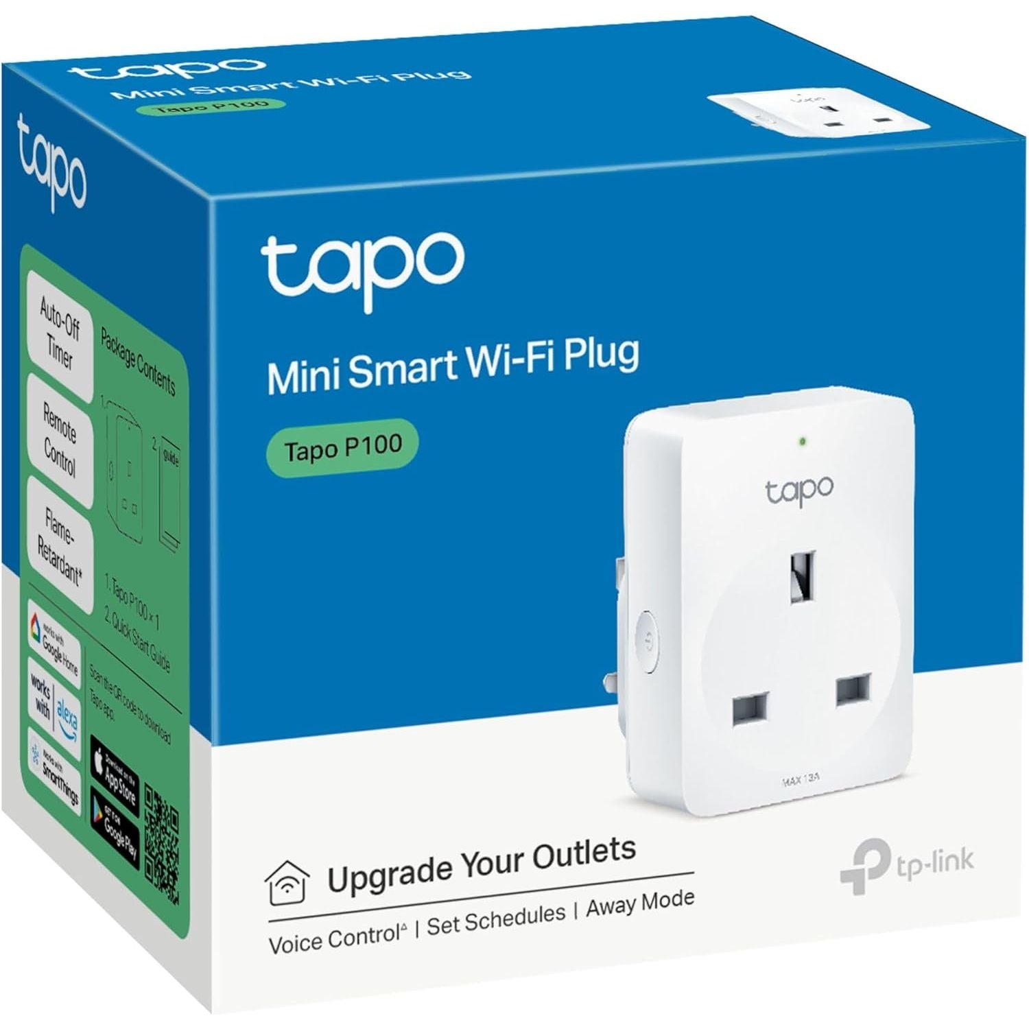 Tapo P100 Smart Plug – Wi-Fi Enabled, Remote Control, Voice Assistant Compatible