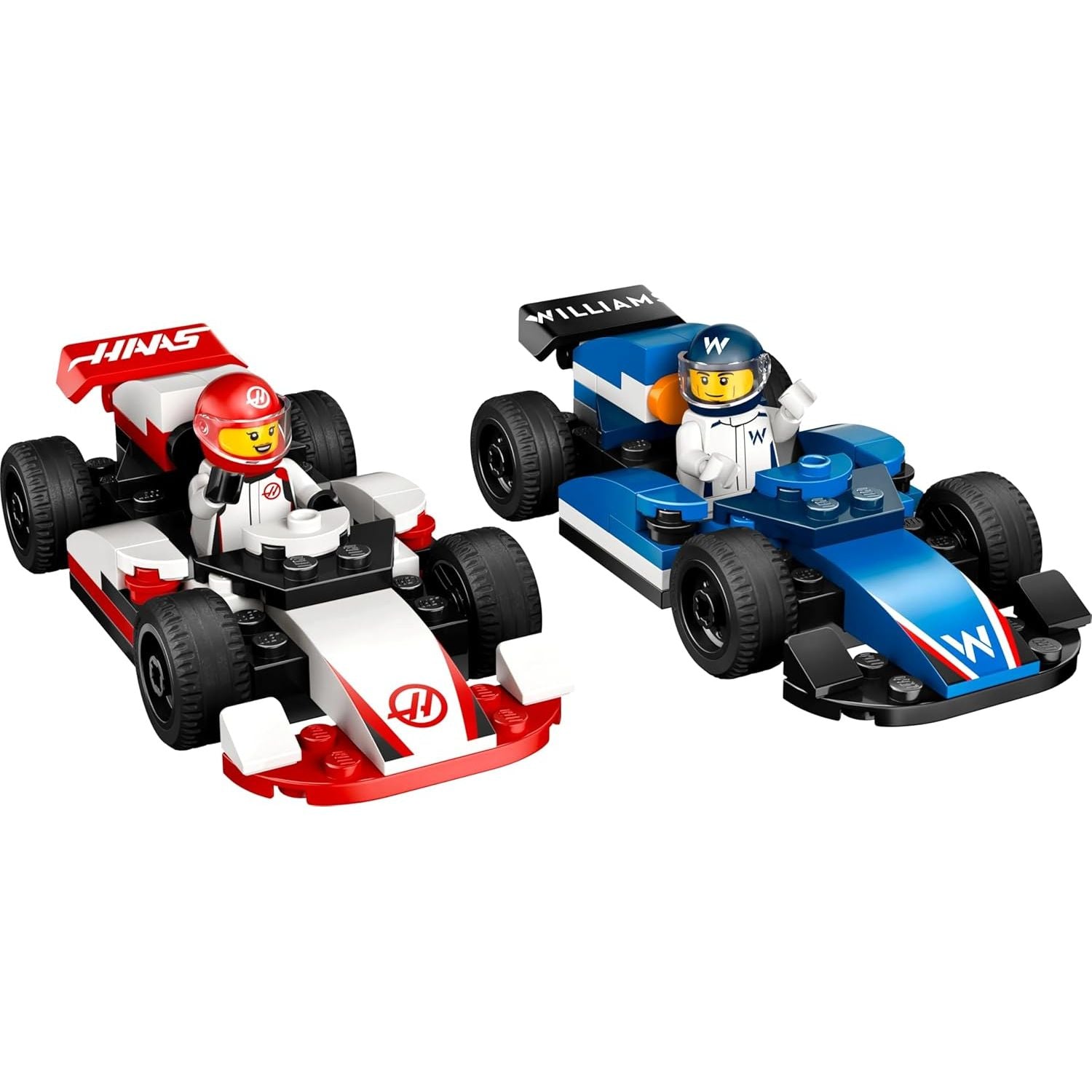 LEGO City F1 Williams Racing & Haas F1 Race Cars – Building Set with 2 Driver Minifigures & Start Lights