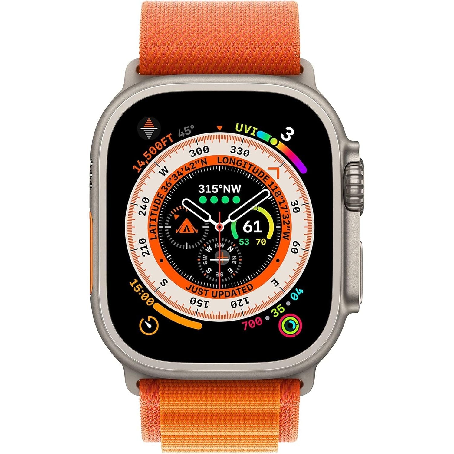 Apple Watch Series Ultra 49mm GPS + Cellular – Titanium Case, Orange Alpine Loop