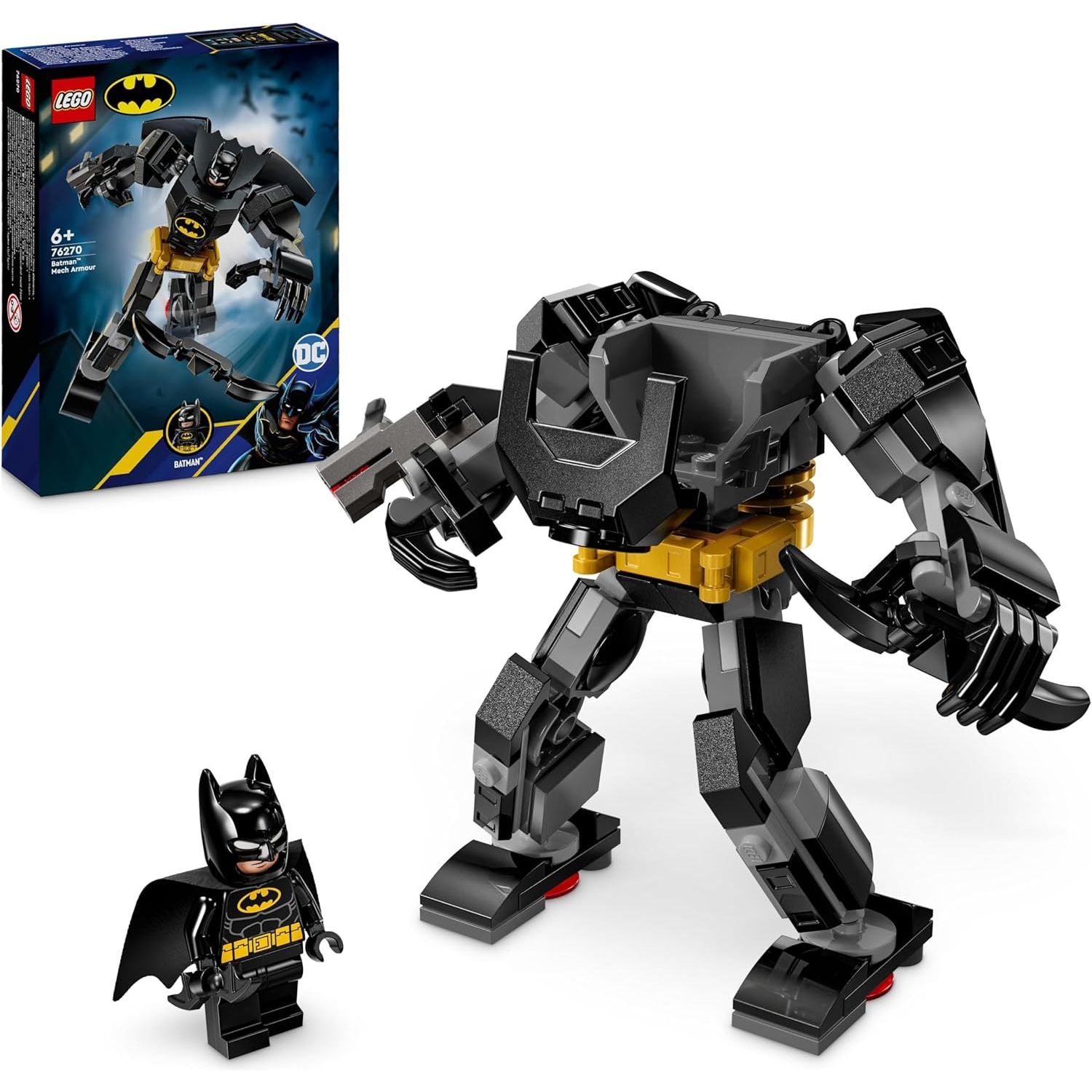 LEGO DC Batman Mech Armour Super-Hero Toy for Kids, Collectible Set with Robot Action Figure and Minifigure, Small Creative Gift for 6 Plus Year Old Boys, Girls 76270