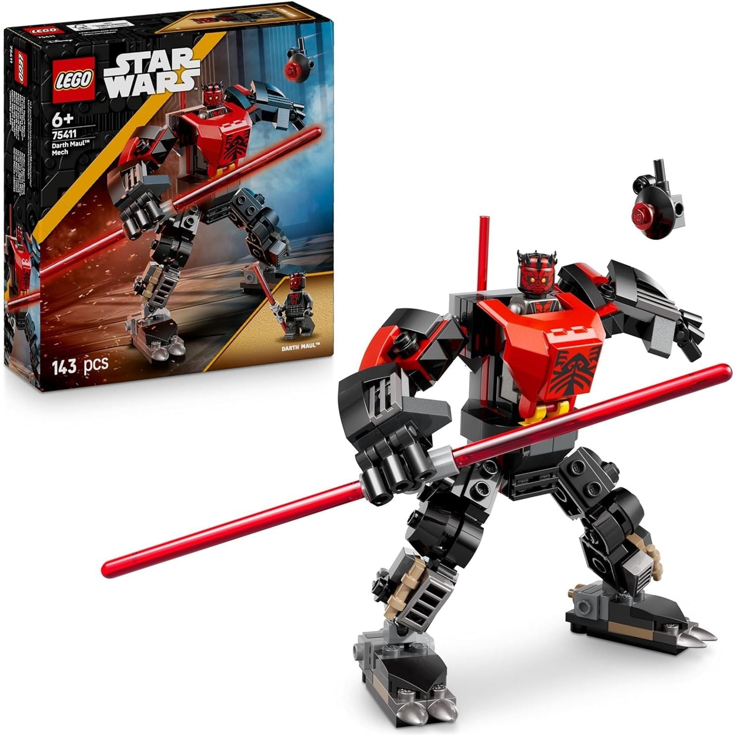 LEGO Star Wars: The Clone Wars Darth Maul Mech – Building Toy with Double-Bladed Red Lightsaber (Ages 6+)