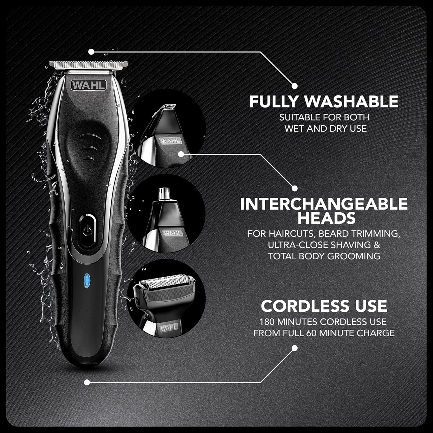 Wahl Aqua Blade 10-in-1 Multigroomer – Men's Beard, Stubble & Body Trimmer, Fully Washable