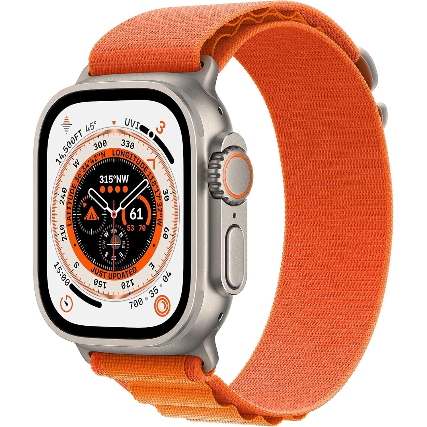 Apple Watch Series Ultra 49mm GPS + Cellular – Titanium Case, Orange Alpine Loop