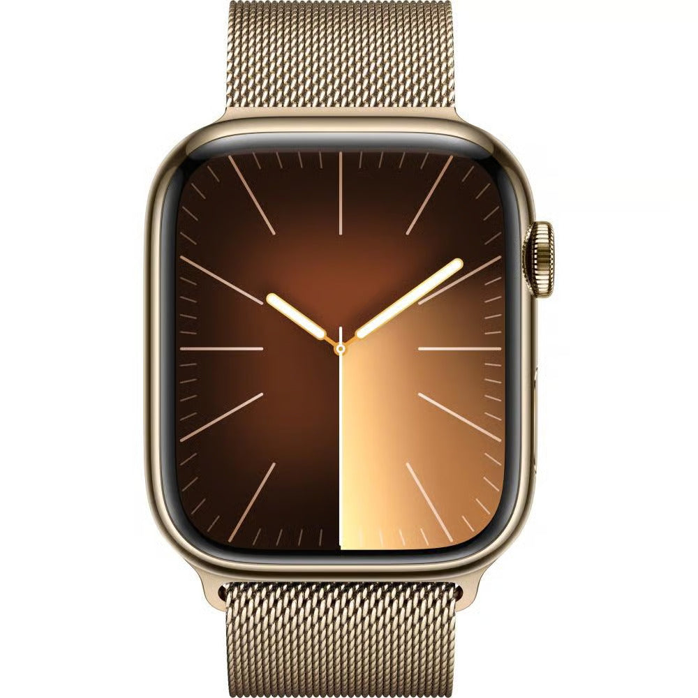 Apple Watch Series 9 (2023) – GPS + Cellular, 45 mm Stainless Steel (Gold) with Milanese Loop (Gold)