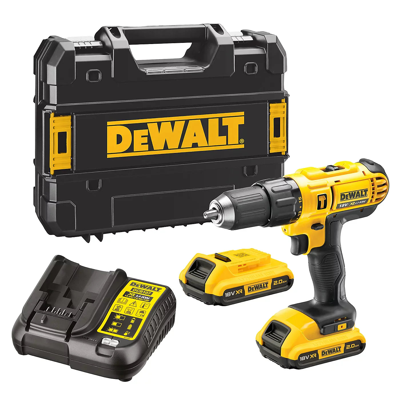 DeWalt 18V Li-ion Brushed Cordless Combi Drill (2 x 2Ah) – DCD776D2T-GB