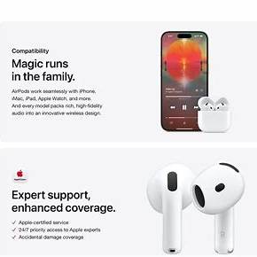 Apple AirPods 4 with USB-C – Active Noise Cancellation, Bluetooth, Adaptive Audio, Wireless Charging