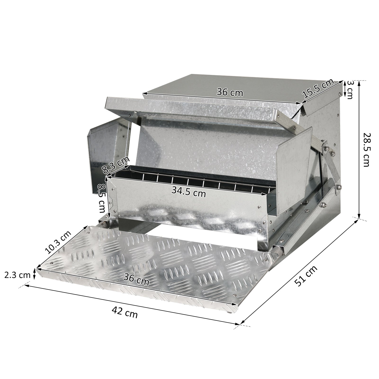 11.5kg Capacity Automatic Chicken Poultry Feeder with a Galvanized Steel and Aluminium Build, Weatherproof Design-2