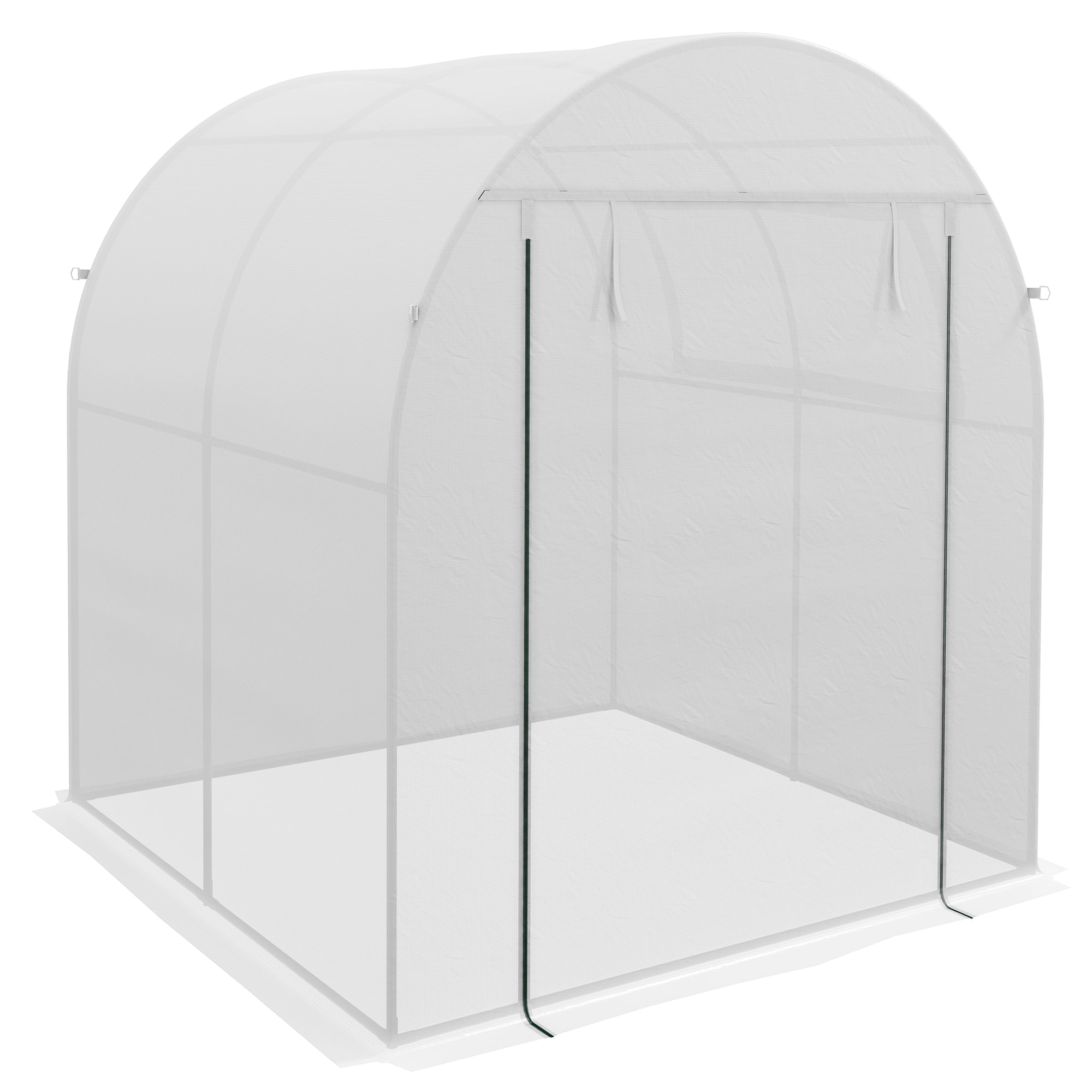 Walk in Polytunnel Greenhouse, Green House for Garden with Roll-up Window and Door, 1.8 x 1.8 x 2 m, White-0