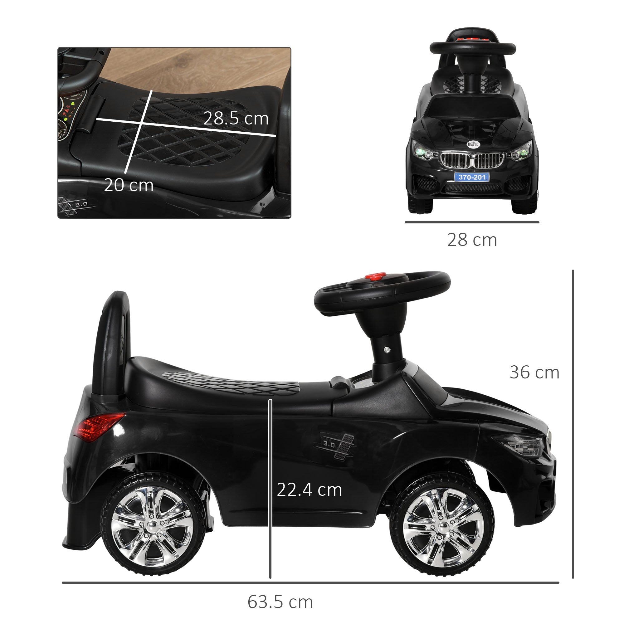 Ride on Car Baby Toddler Walker Foot to Floor Sliding Car Slider Black-2