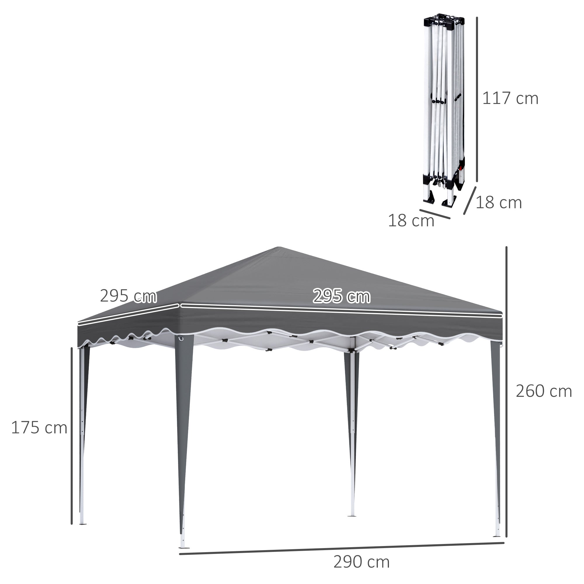 3 x 3m Pop Up Gazebo, Outdoor Camping Gazebo Party Tent with Carry Bag-2