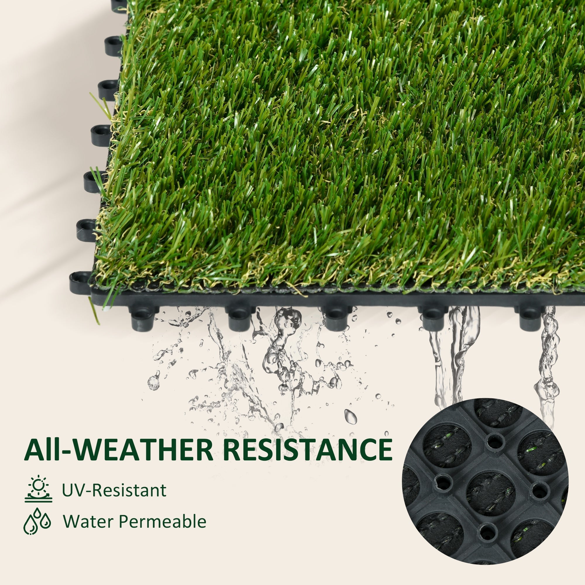 10 PCs 30 x 30cm Artificial Grass Turf, 25mm Pile Height Grass Carpet Fake Grass Mat UV Resistance for Outdoor-4