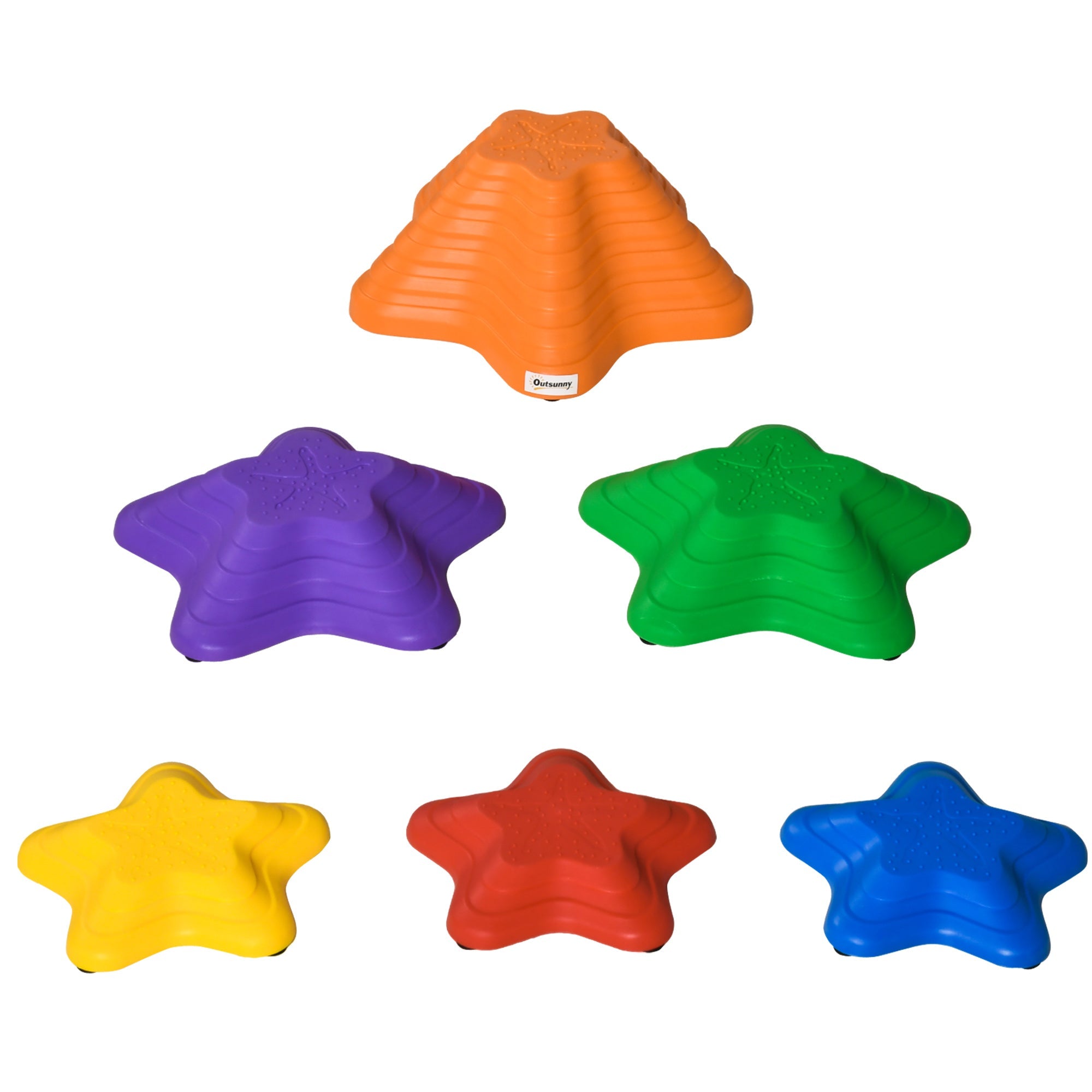 6pcs Balance Stepping Stones for Kids Starfish Style Non-slip Obstacle Course Stackable Balance Blocks Encourage Toddler Balance-0