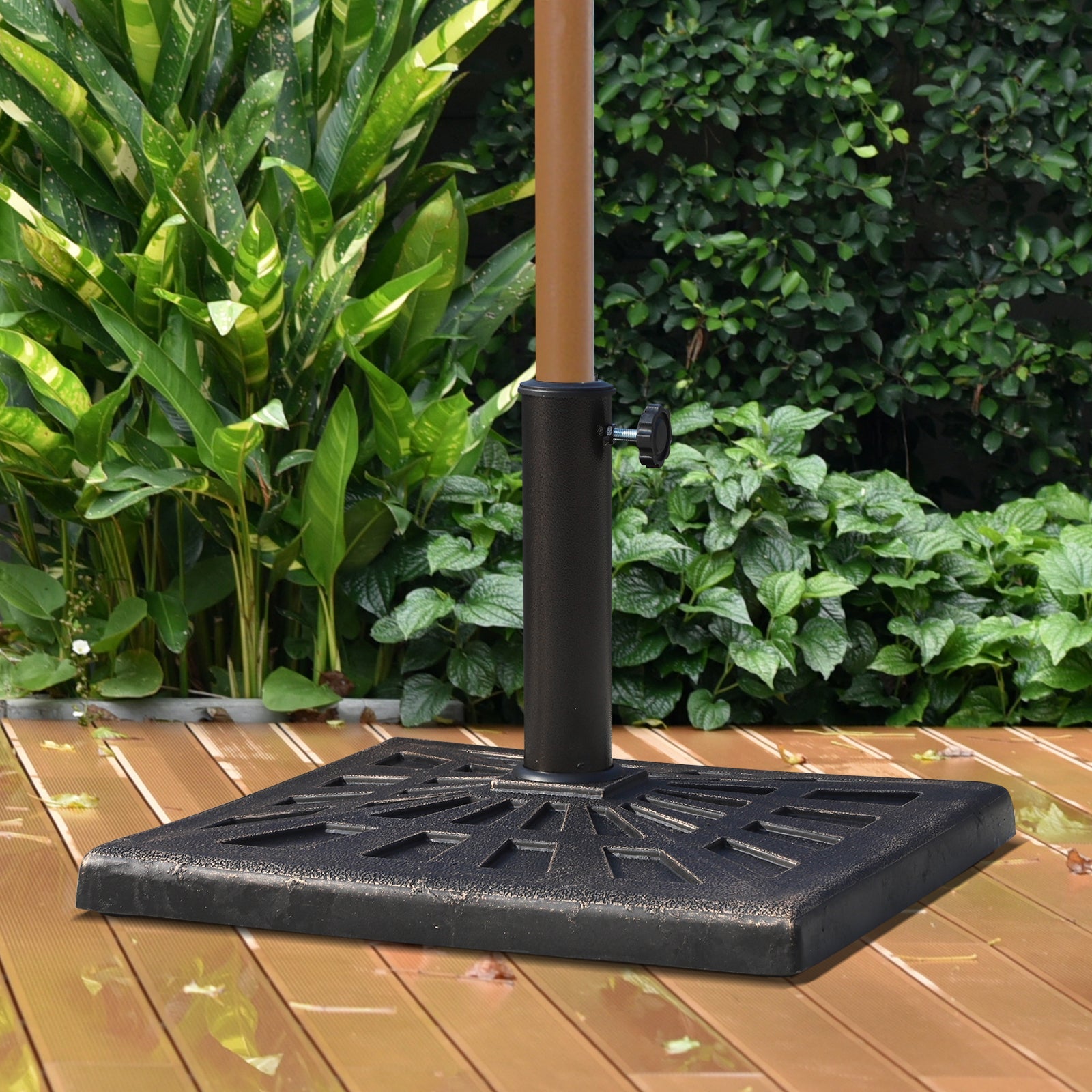 15kg Parasol Base Durable Patterned Colophony Garden Patio Square Umbrella Stand Base Stand Bronze-1