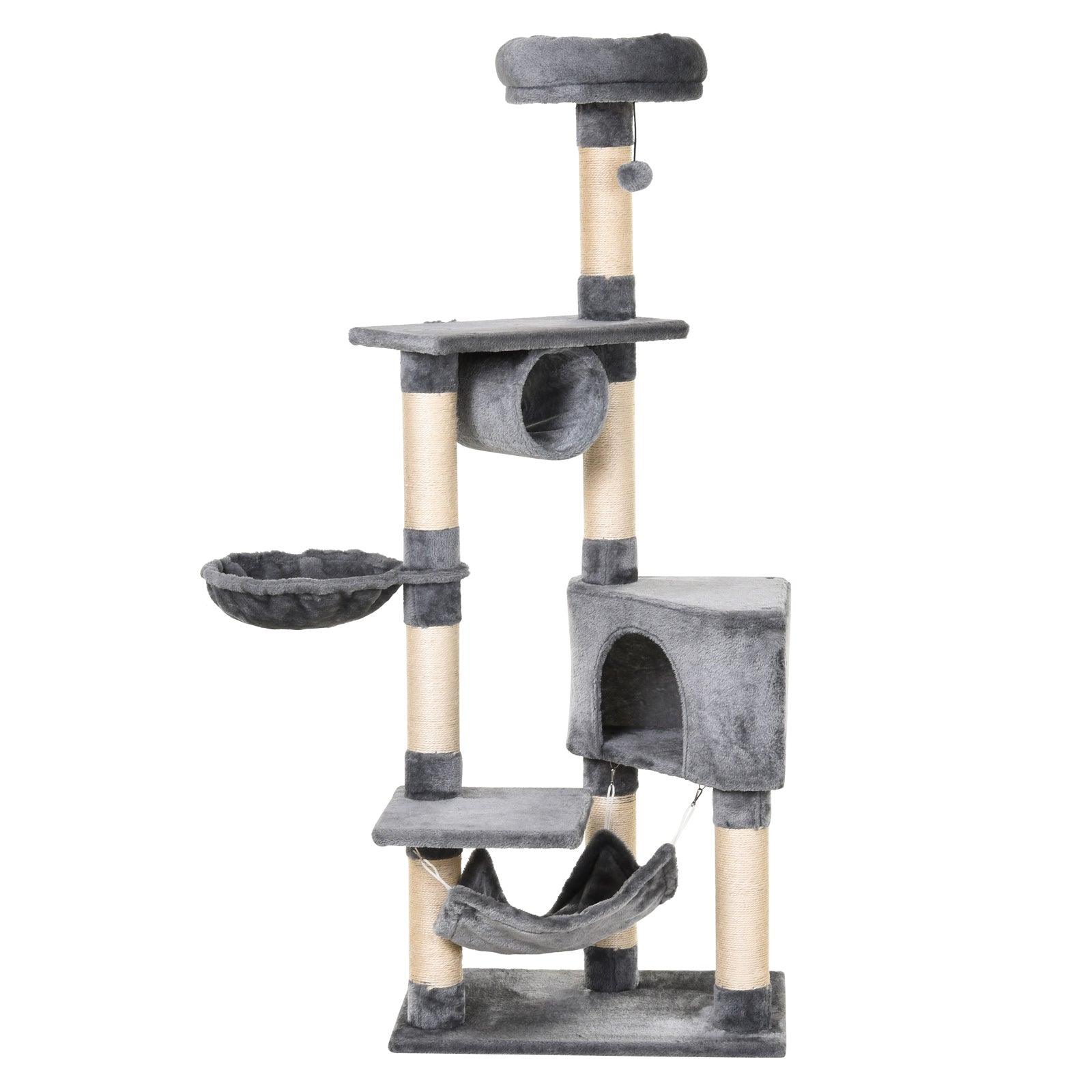 Cat Tree Condo Tower Multi-level Height 150CM Kittens Activity Stand House with Toys & Various Scratching Posts-0