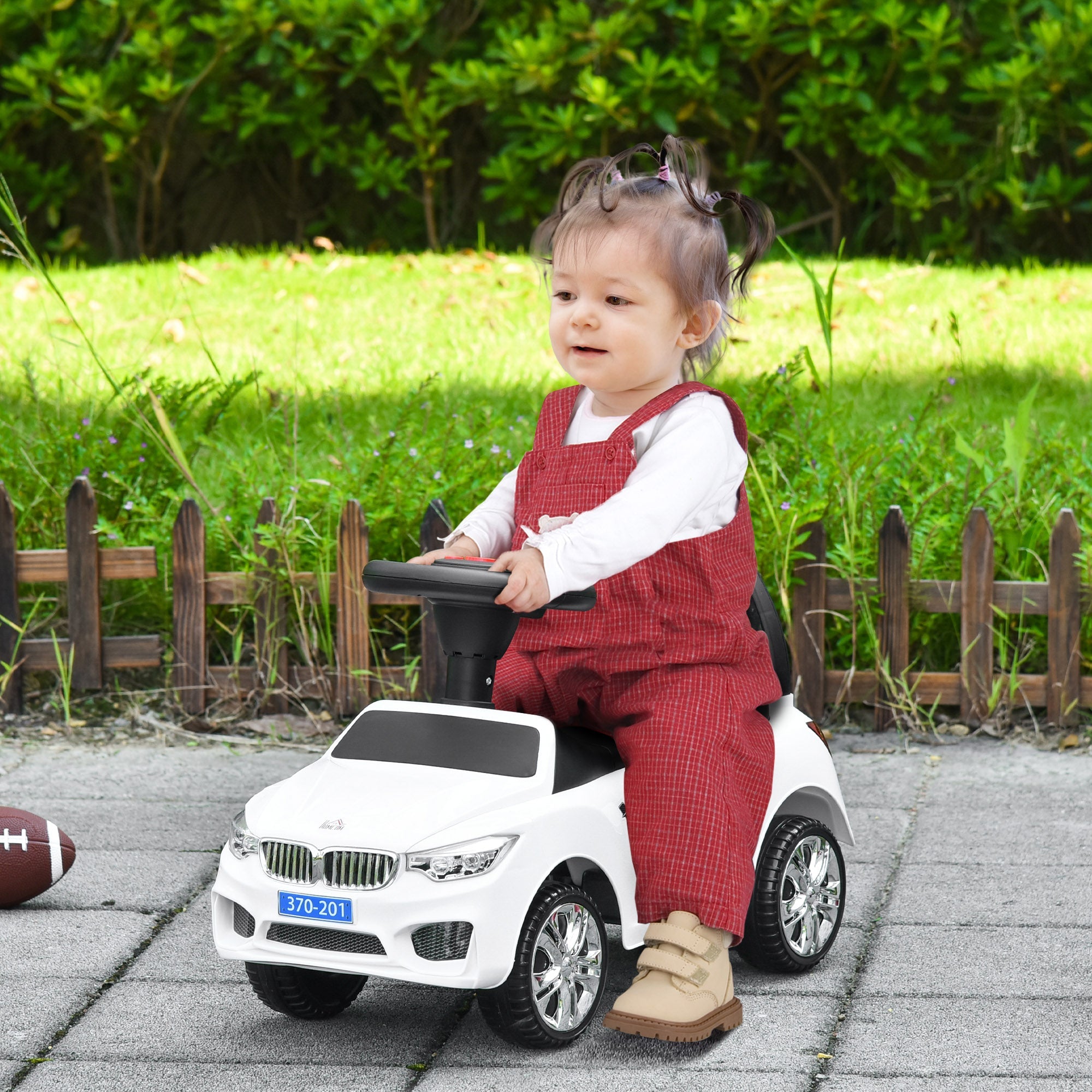 Ride on Sliding Car Baby Toddler Walker Foot to Floor Slider Stroller w/ Horn Music Working Lights Hidden Storage Big Steering Wheel White-1