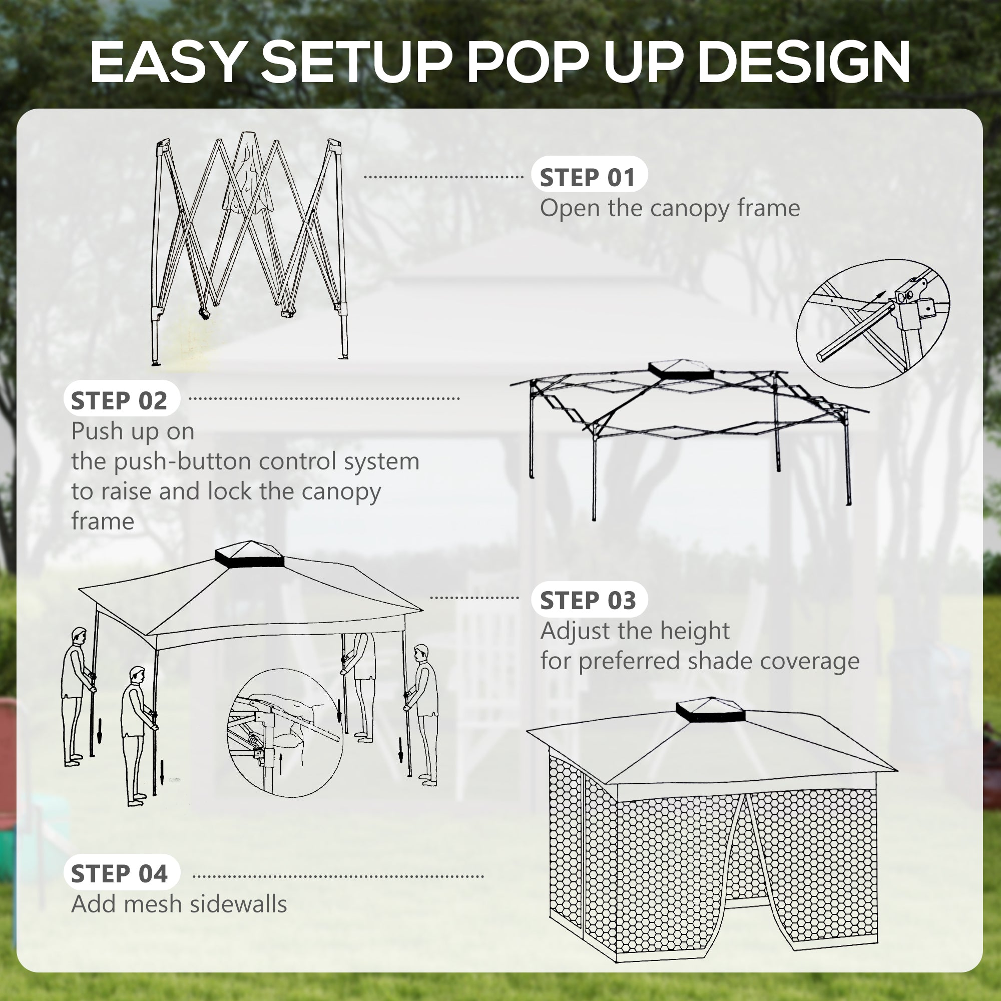 3 x 3(m) Pop Up Gazebo, Double-roof Garden Tent with Netting and Carry Bag, Party Event Shelter for Outdoor Patio, Khaki-4