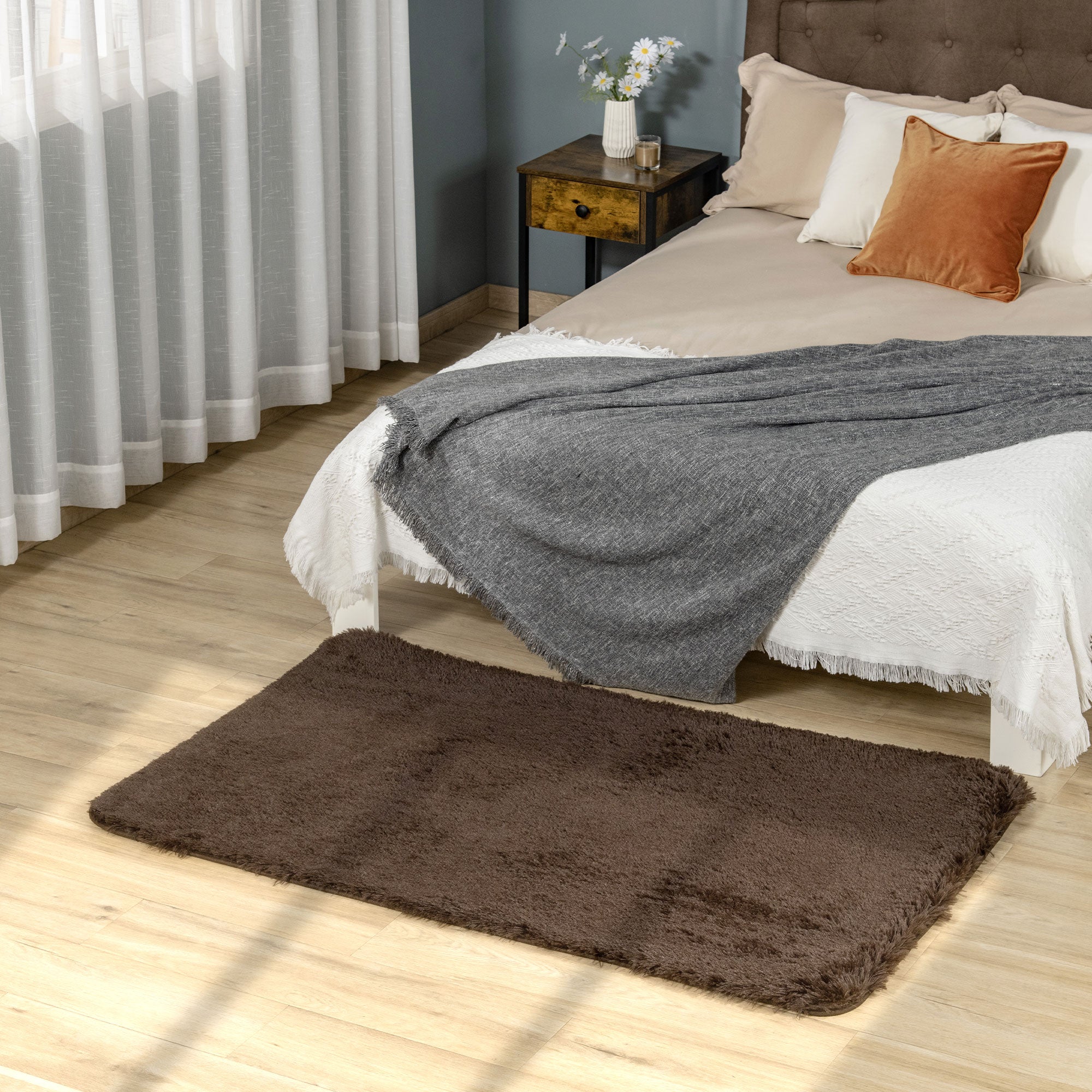 Brown Fluffy Rug, Shaggy Area Rugs Carpet for Living Room, Bedroom, Dining Room, 90x150 cm-1