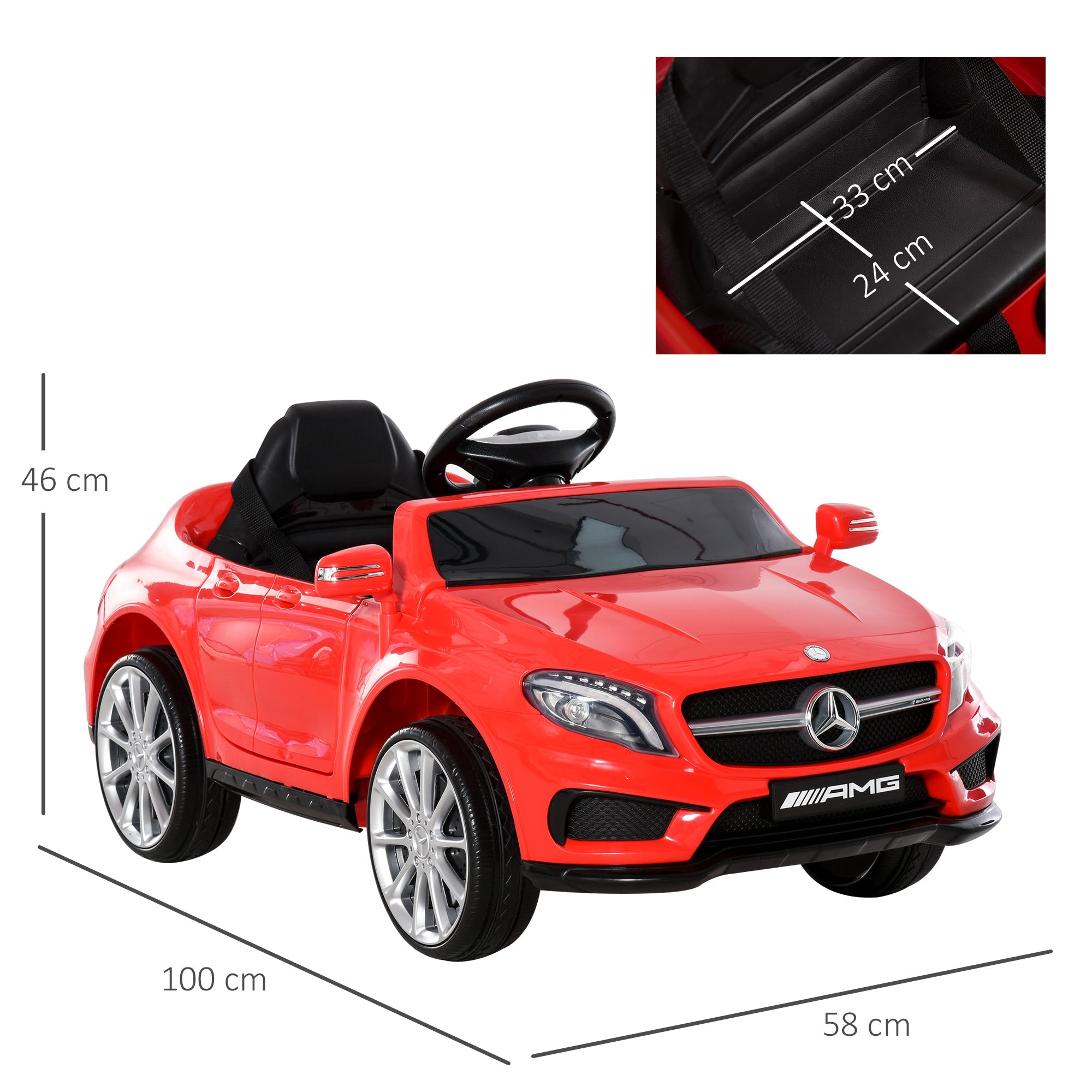 Compatible for 6V Kids Ride On Car Mercedes Benz GLA Licensed Toy toddler with Music Remote Control Rechargeable Headlight Two Speed Red-2