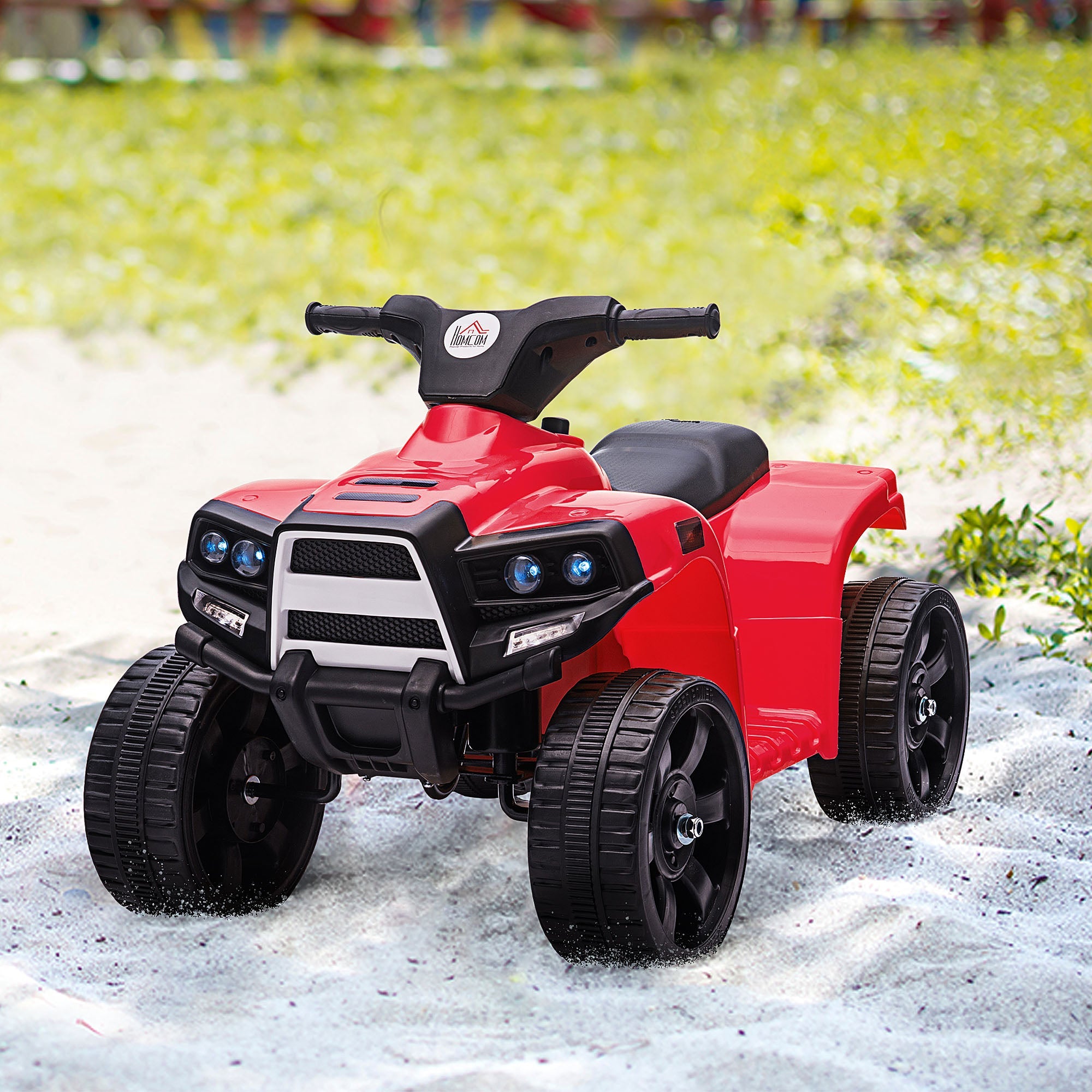 6 V Kids Ride on Cars Quad Bike Electric ATV Toy for Toddlers w/ Headlights Battery Powered for 18-36 months Black+Red-1