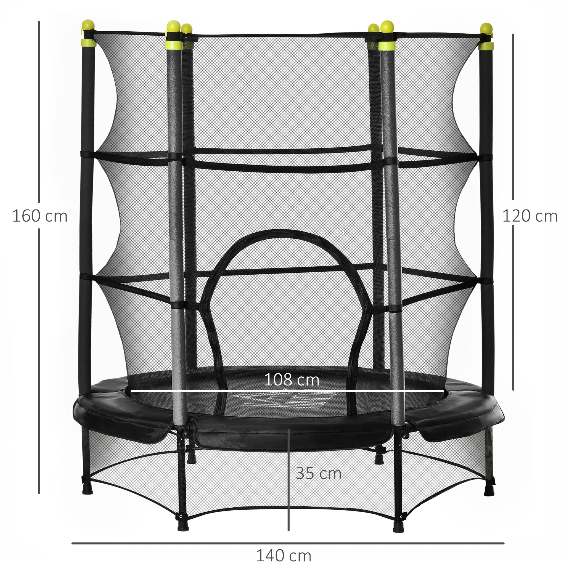 5.2FT Kids Trampoline with Safety Enclosure, Indoor Outdoor Toddler Trampoline for Ages 3-10 Years, Black-2