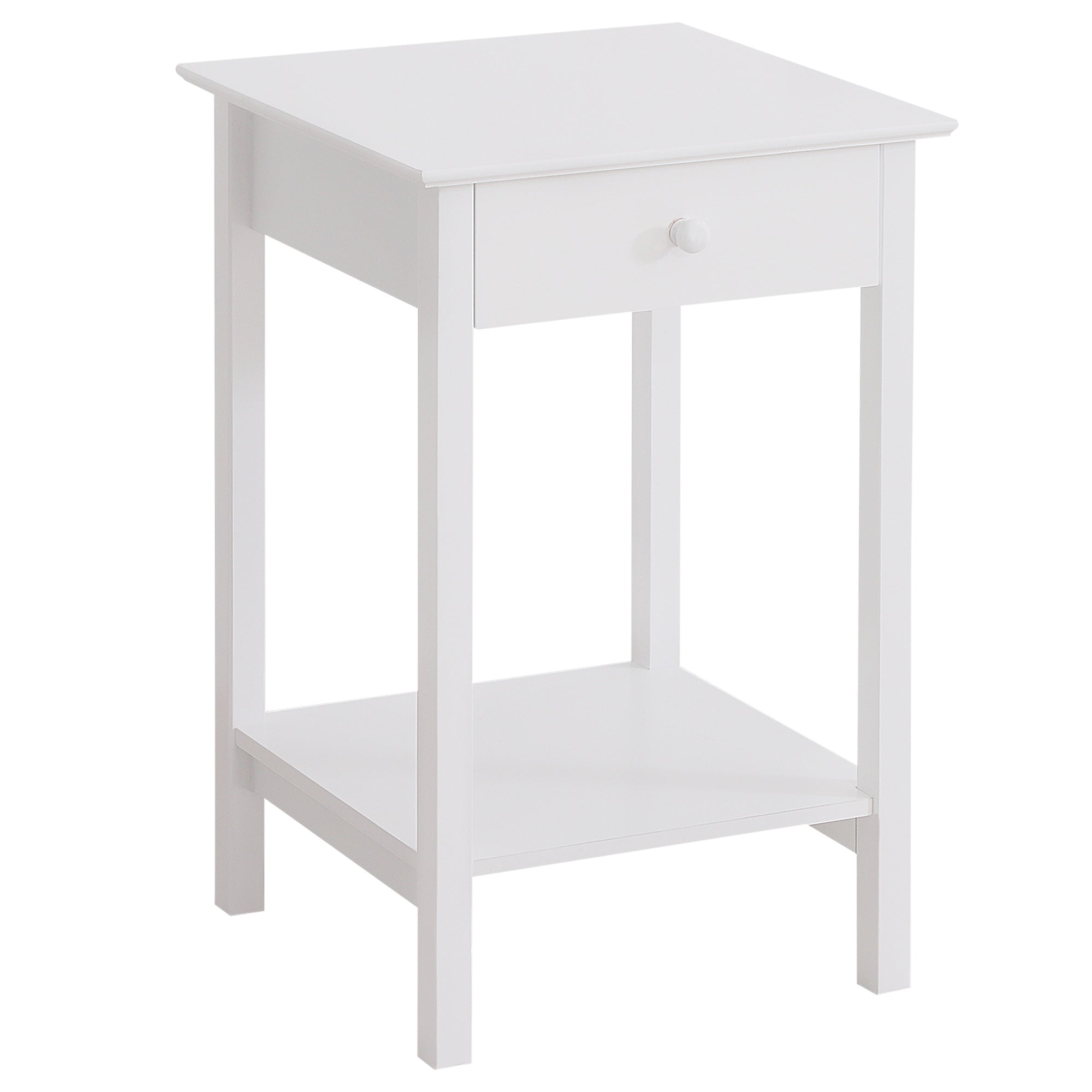 Wooden Bedside Table Cabinet W/ Drawer Shelf Storage End Side White Multipurpose Bedroom Night Stand-0