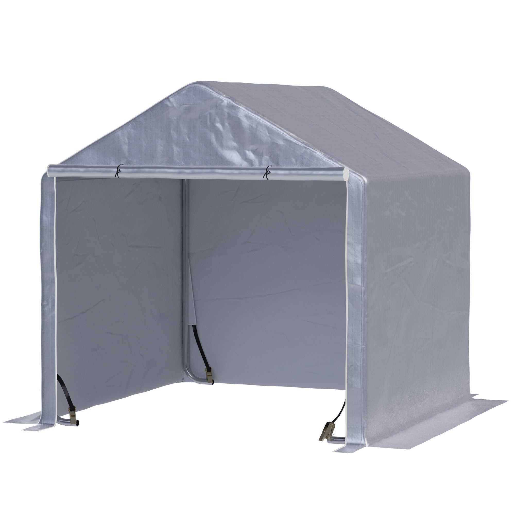 2 x 2m Garden Garage Storage Tent Galvanized Steel Outdoor Carport Gazebo Waterproof UV-Resistant - Grey-0