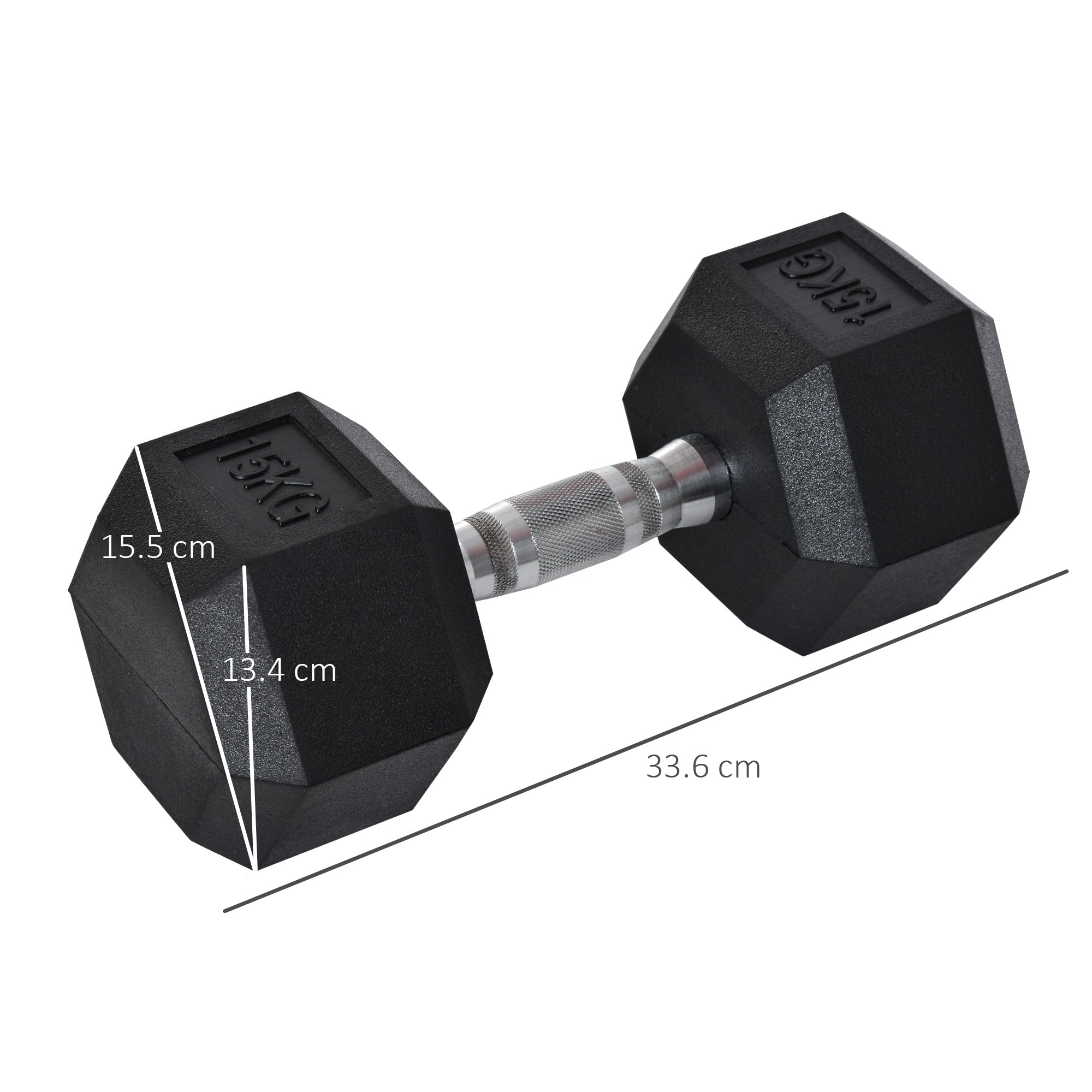 15KG Single Rubber Hex Dumbbell Portable Hand Weights Dumbbell Home Gym Workout Fitness Hand Dumbbell-2