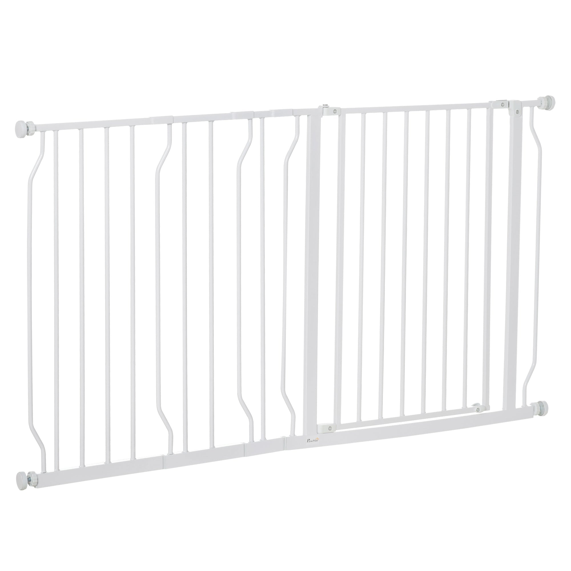 Dog Gate Extra Wide Stairway Gate for Pet with Door, 76H x 75-145Wcm, White-0