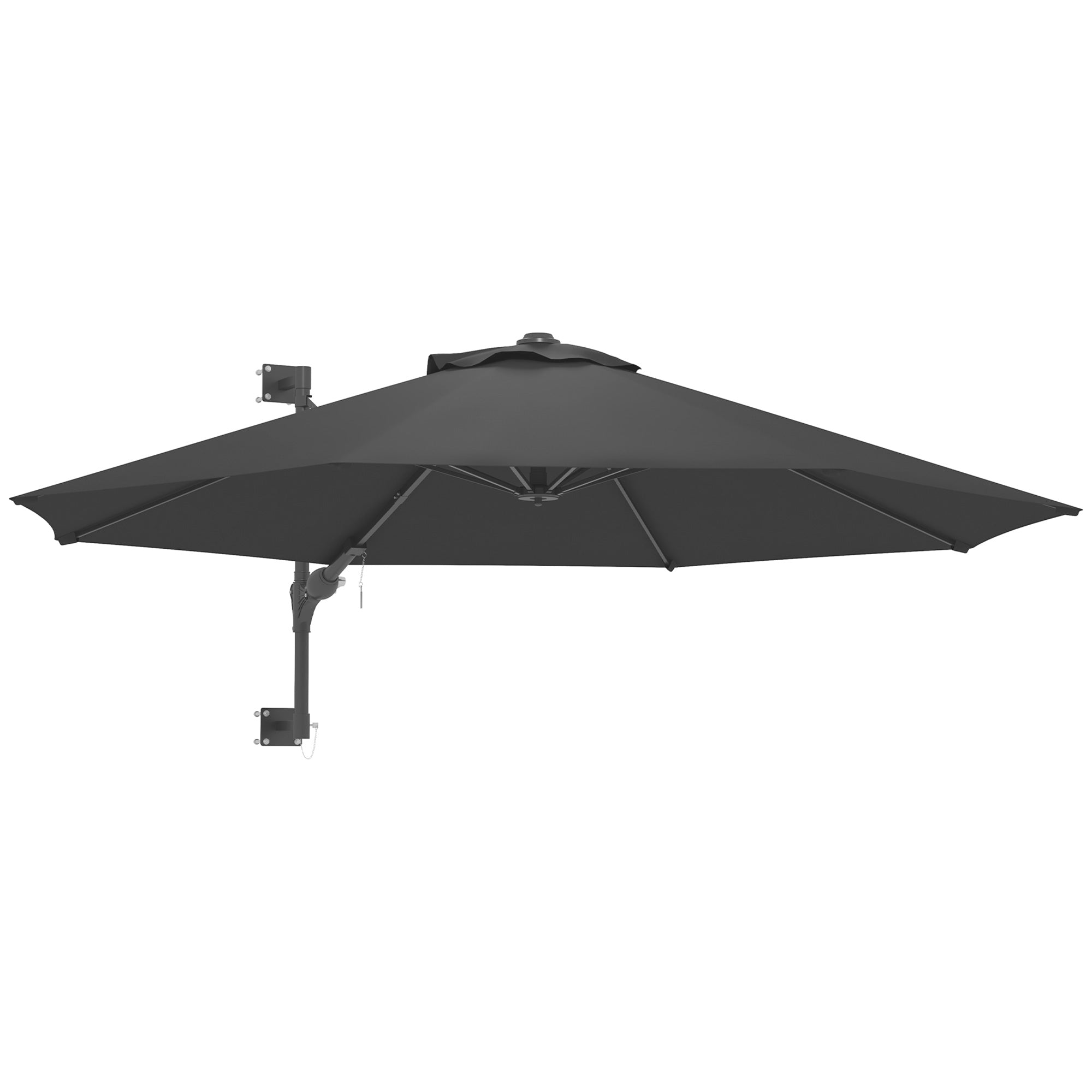 Wall Mounted Umbrella with Vent, Garden Patio Parasol Umbrella Sun Shade Canopy, Charcoal Grey-0