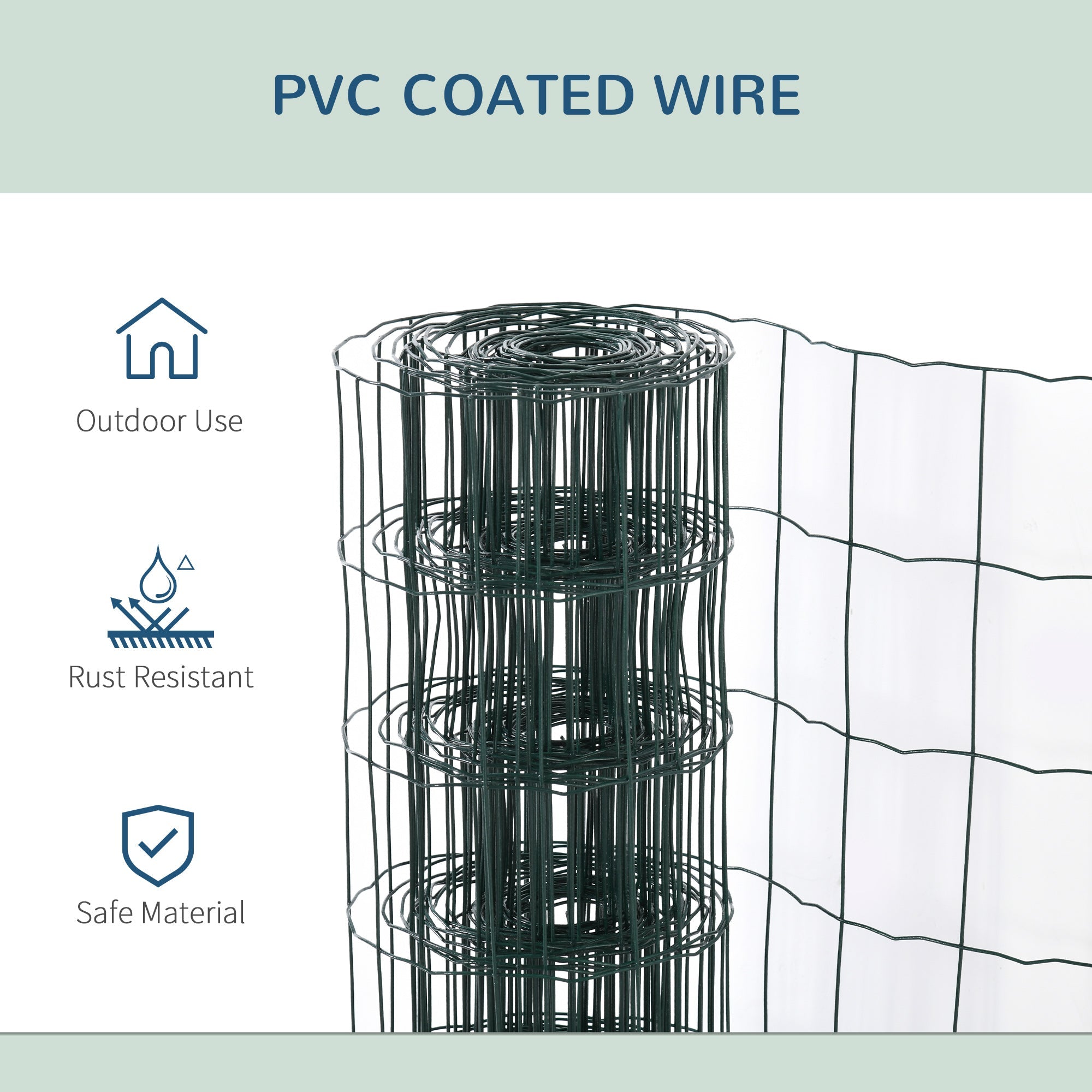 1m x 10m Chicken Wire Mesh, Foldable PVC Coated Welded Garden Fence, Roll Poultry Netting, for Rabbit, Green-4