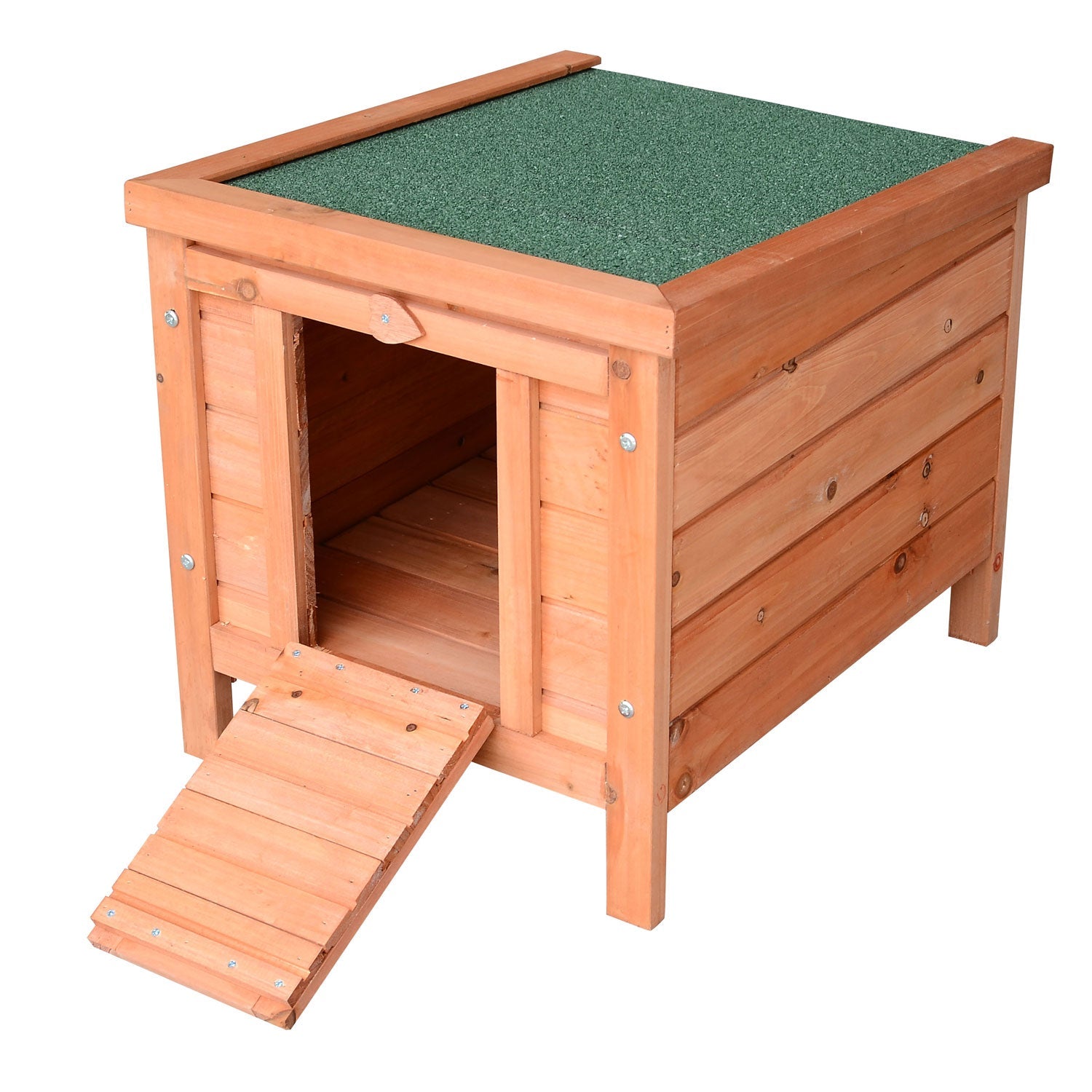 Wooden Rabbit Hutch Bunny Puppy Cage Guinea Pig Hide House Pet Habitat Small Animals Ferret 51 x 42 x 43 cm, Natural-0