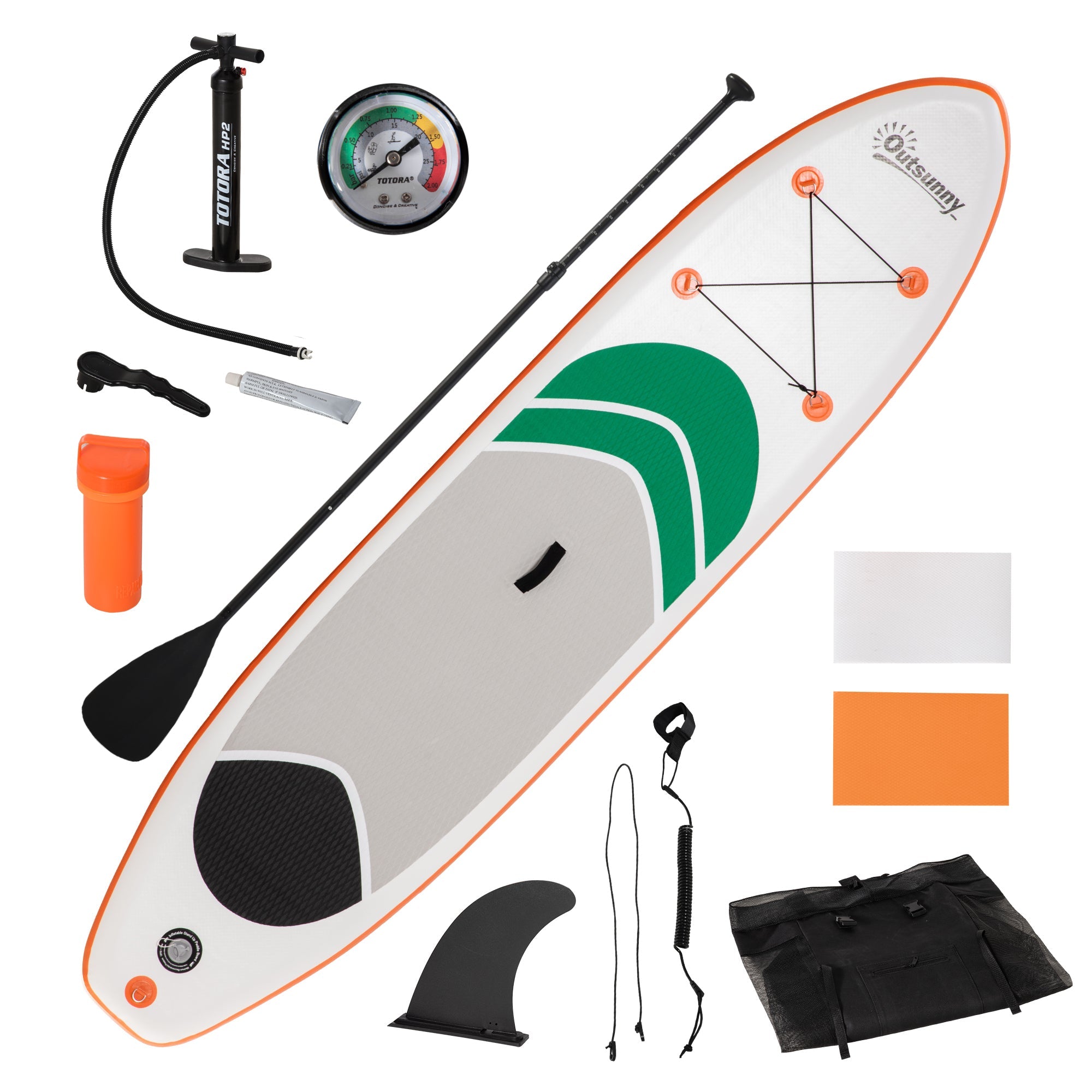 10'6" x 30" x 6" Inflatable Non-Slip Paddle Stand Up Board w/ Adjustable Aluminium Paddle, ISUP Accessories, 320L x 76W x 15H cm - White-0