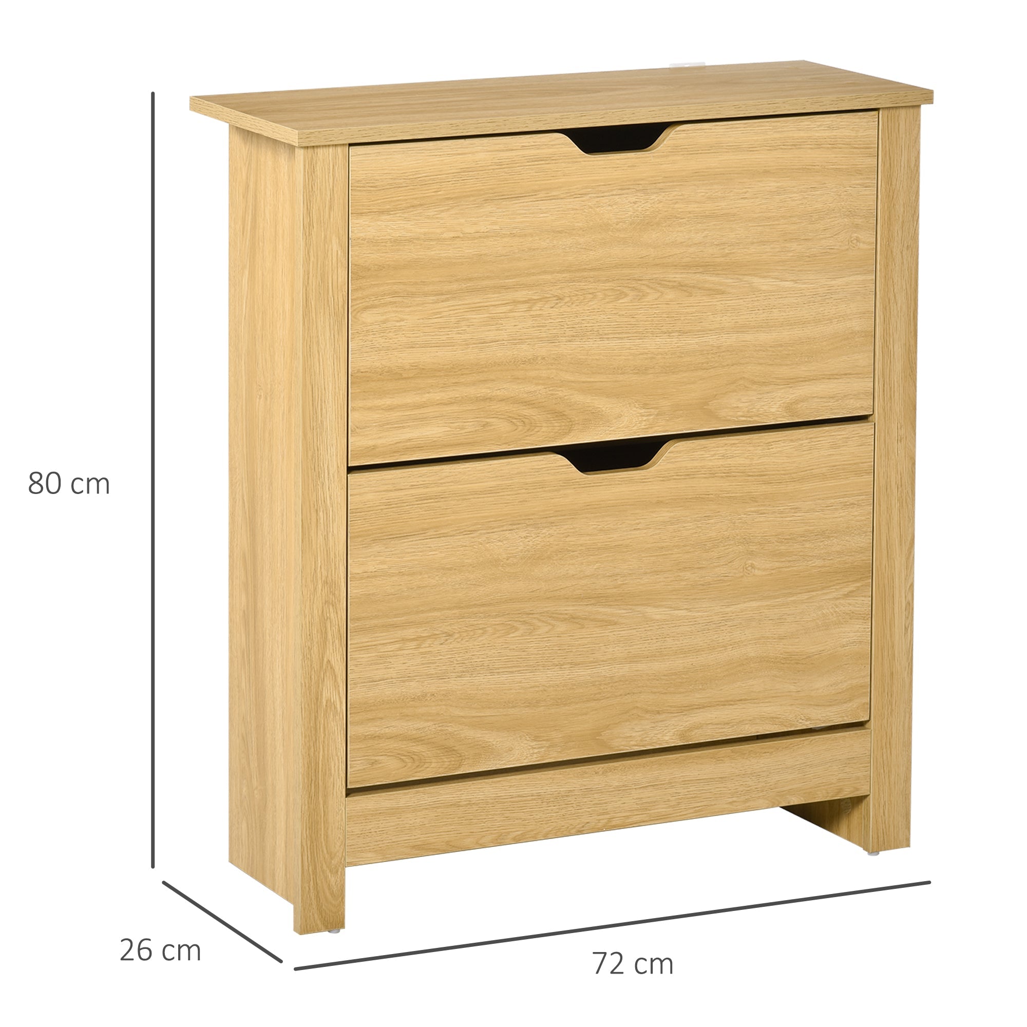 12-Shoe Storage Cabinet 4 Shelves 2 Drawers 4 Protective Legs Modern Stylish Unit Hallway Bedroom Home Furniture Brown-2