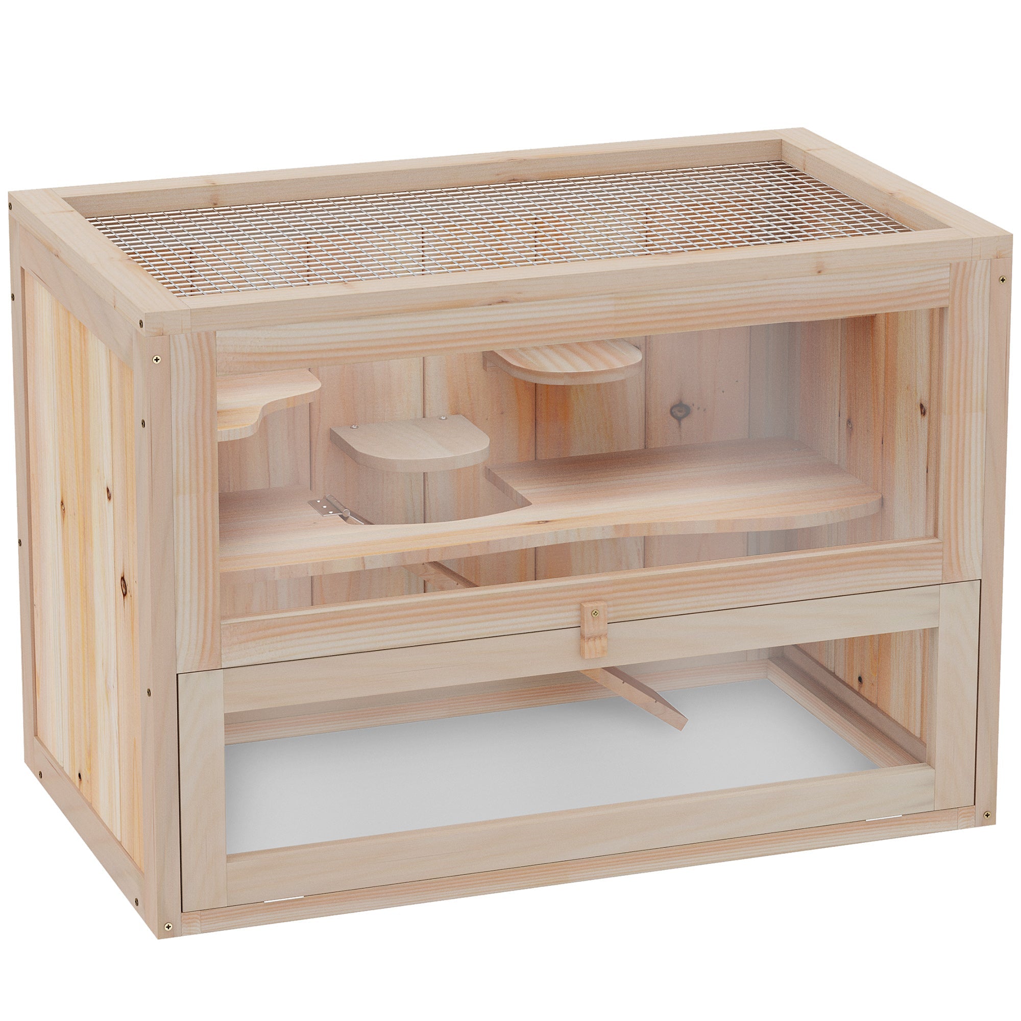 Wooden Hamster Cage Small Animal House Pets at Home, 60 x 35 x 42 cm-0