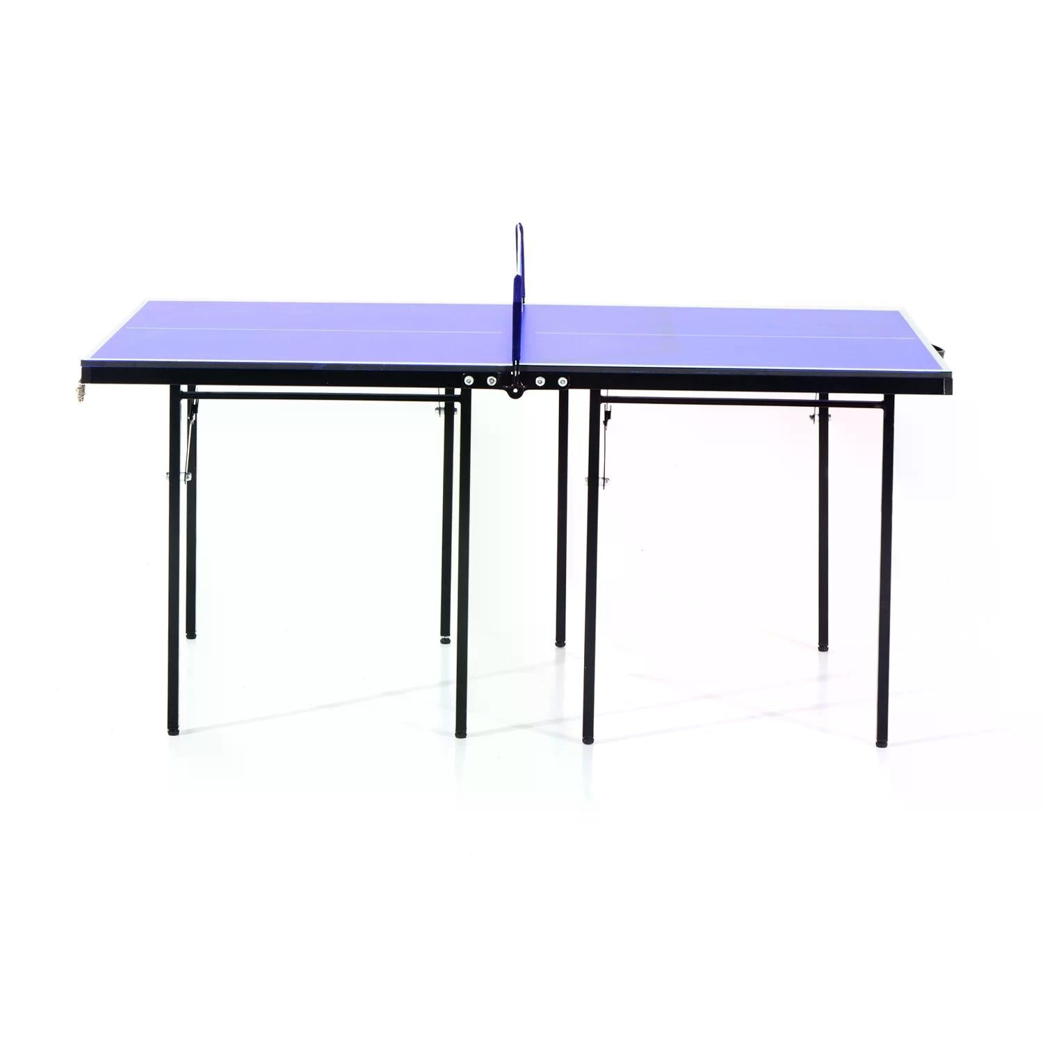 Folding Mini Compact Table Tennis Top Ping Pong Table Set Professional Net Games Sports Training Play Blue-2