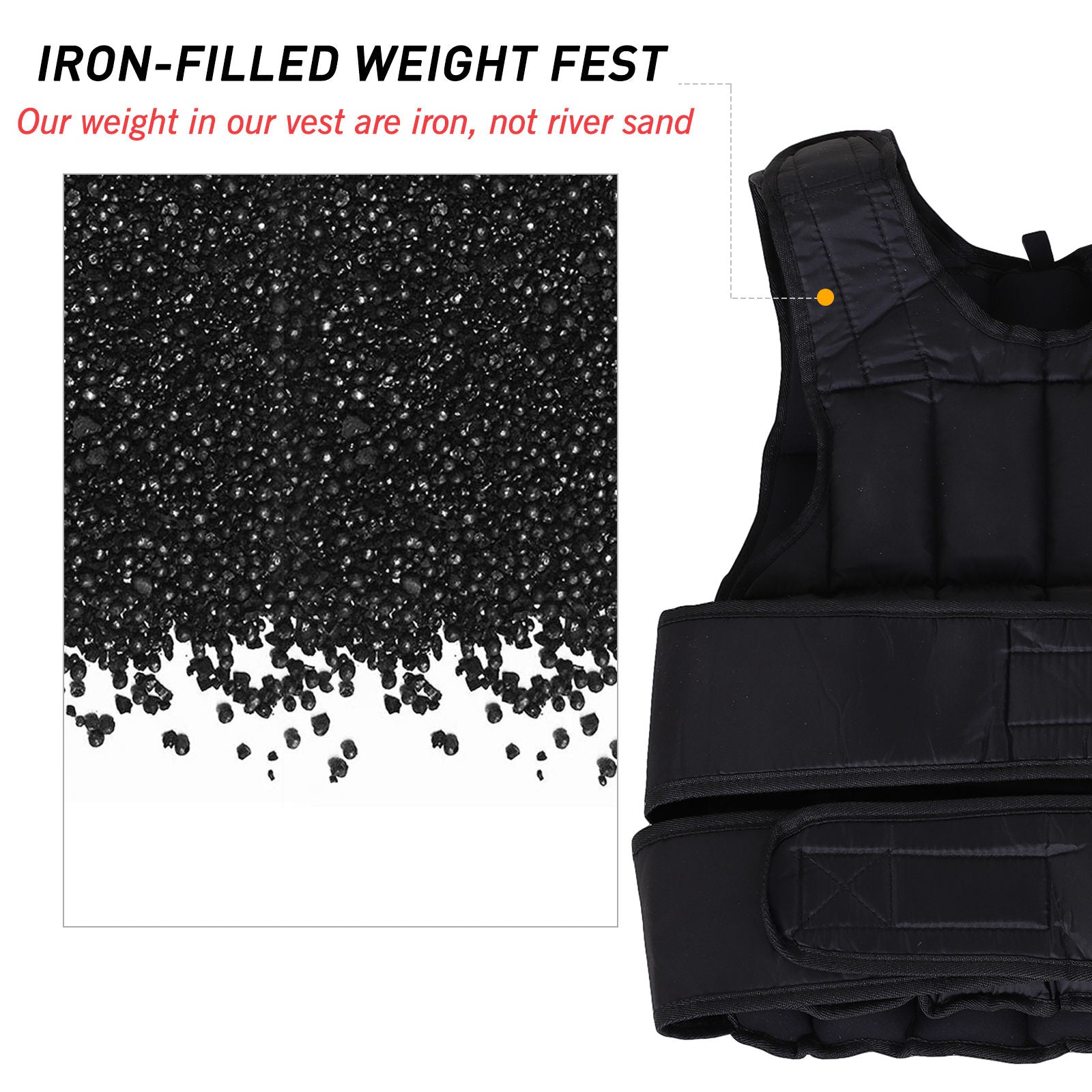 10kg Metal Sand Weight Adjustable Unisex Trainer Vest Black/Red-4