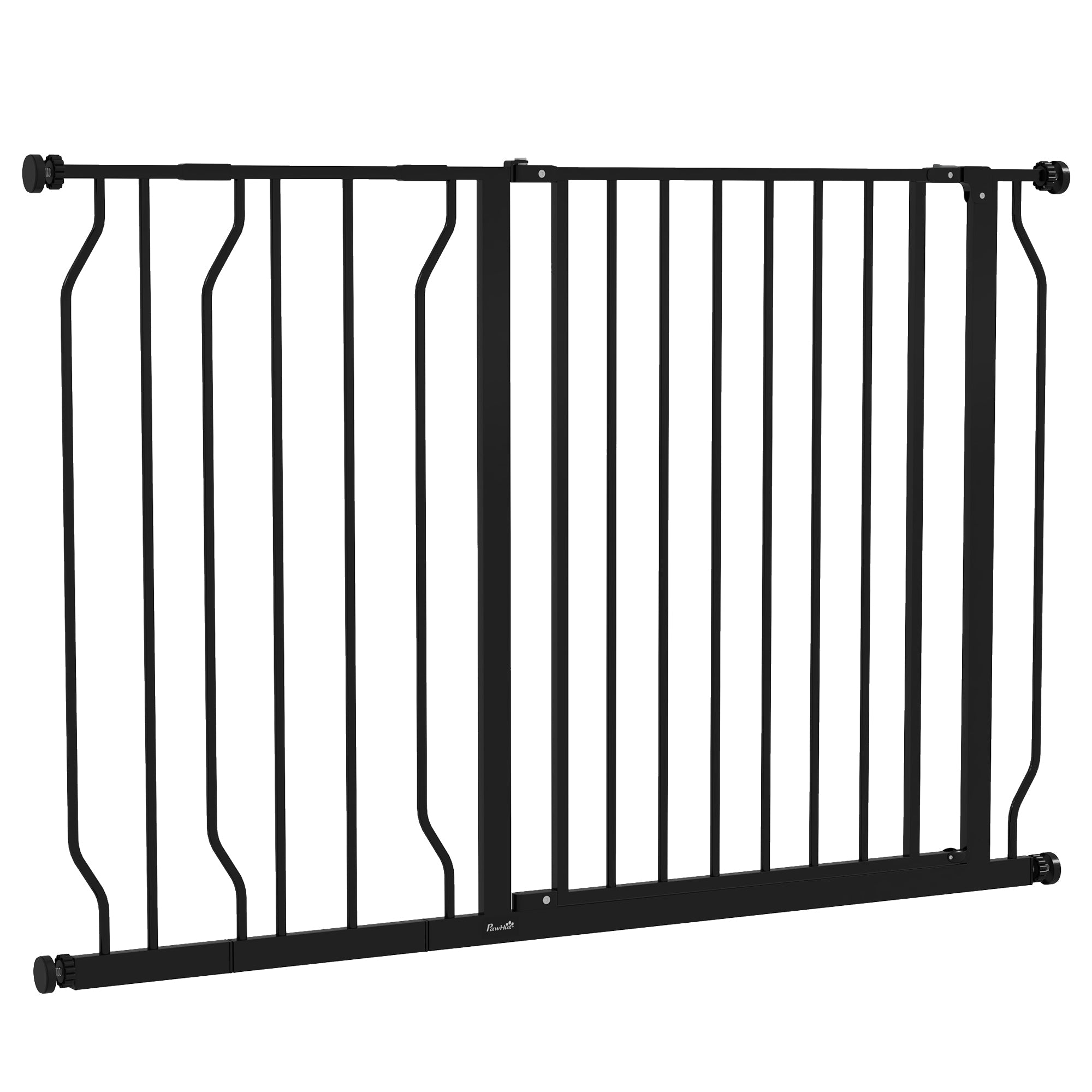 Expandable Dog Gate with Door pressure,75-115cm Doorway Pet Barrier Fence for Hallways, Staircases, Black-0