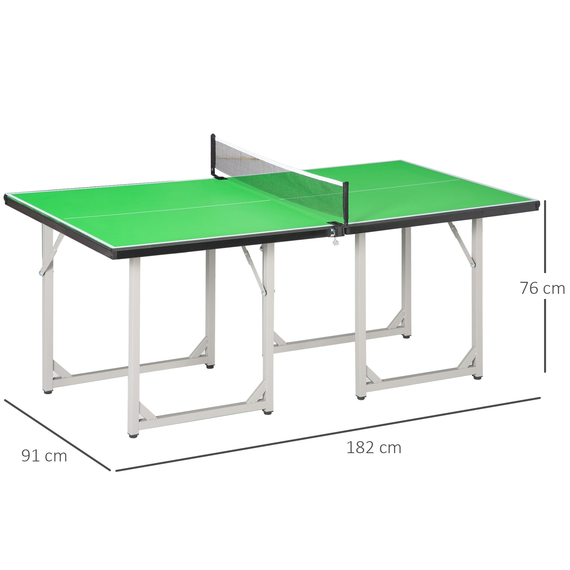 182cm Mini Tennis Table Folding Ping Pong Table with Net Multi-Use Table for Indoor Outdoor Game, Green-2