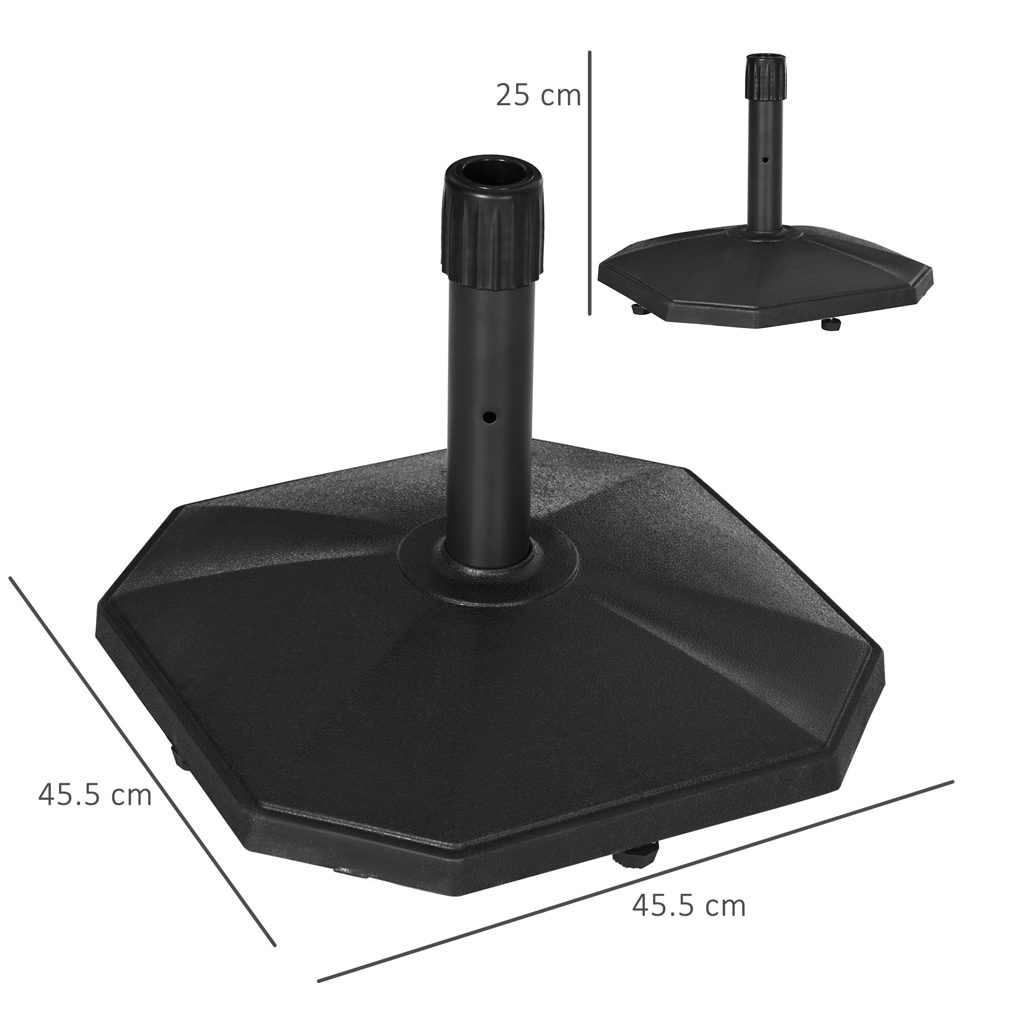 18kg Patio Parasol Base, Concrete Umbrella Base, 45.5cm Outdoor Umbrella Stand Holder for Parasol Poles 34mm, 38mm and 48mm, Black-2