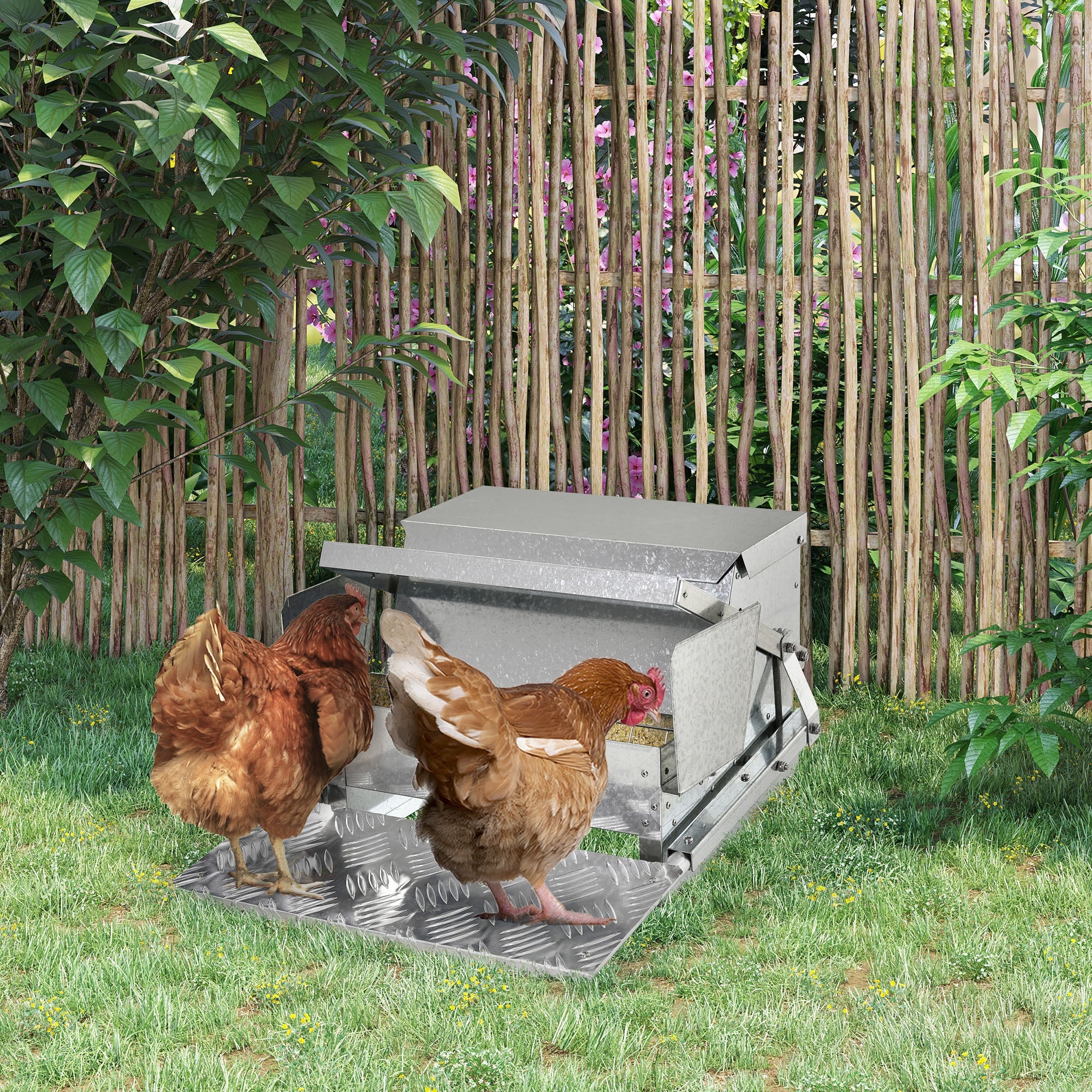 11.5kg Capacity Automatic Chicken Poultry Feeder with a Galvanized Steel and Aluminium Build, Weatherproof Design-1